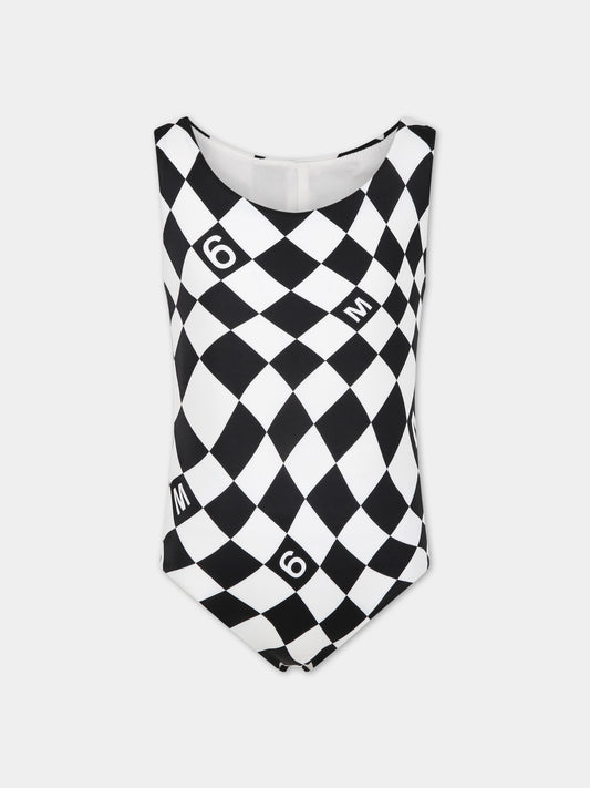 Costume multicolor intero per bambina con logo,Mm6 Maison Margiela,M60360 MM00N M6C01