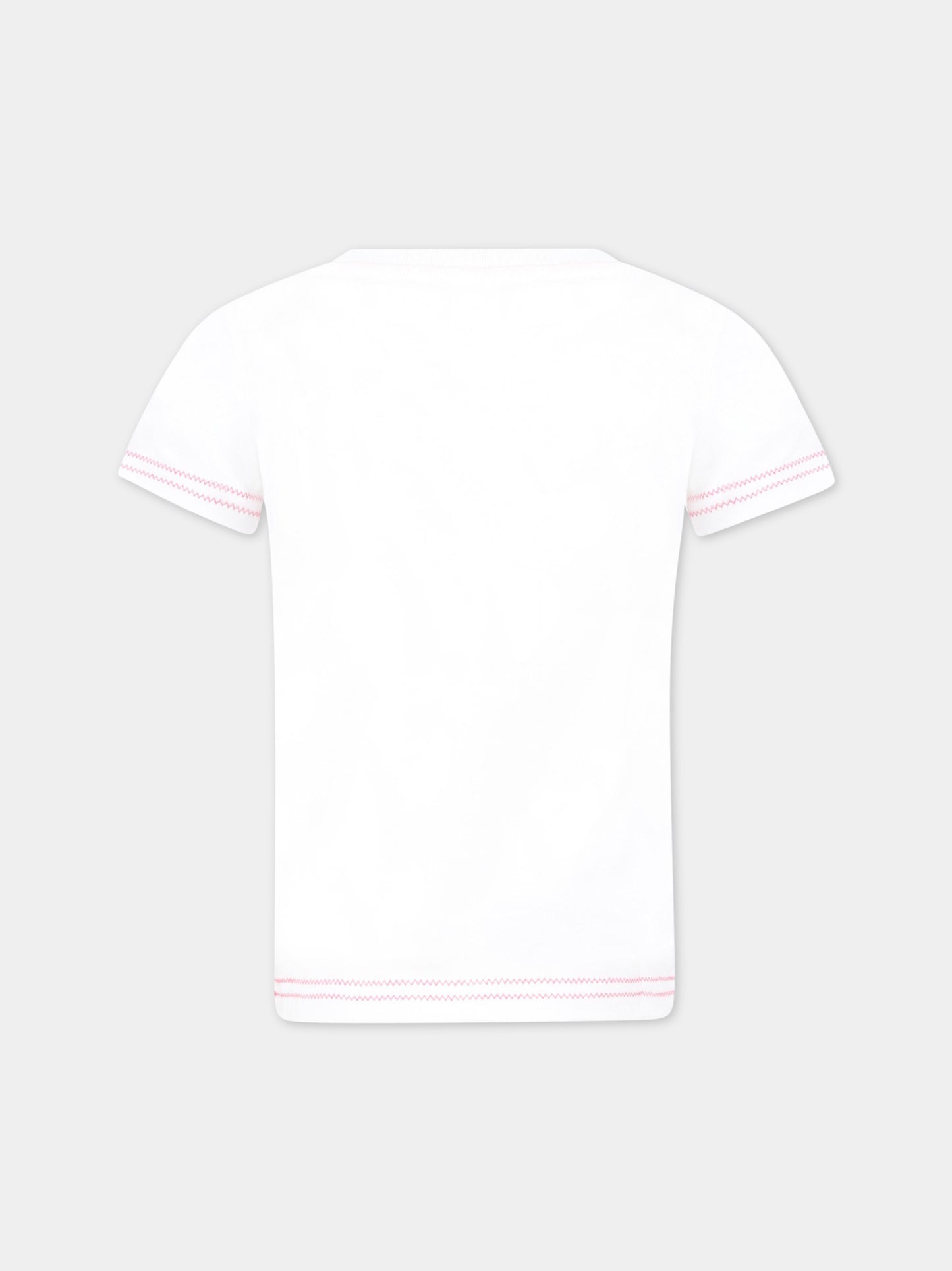 T-shirt bianca per bambina con logo ricamato,Missoni,MS8A41 J0177 100