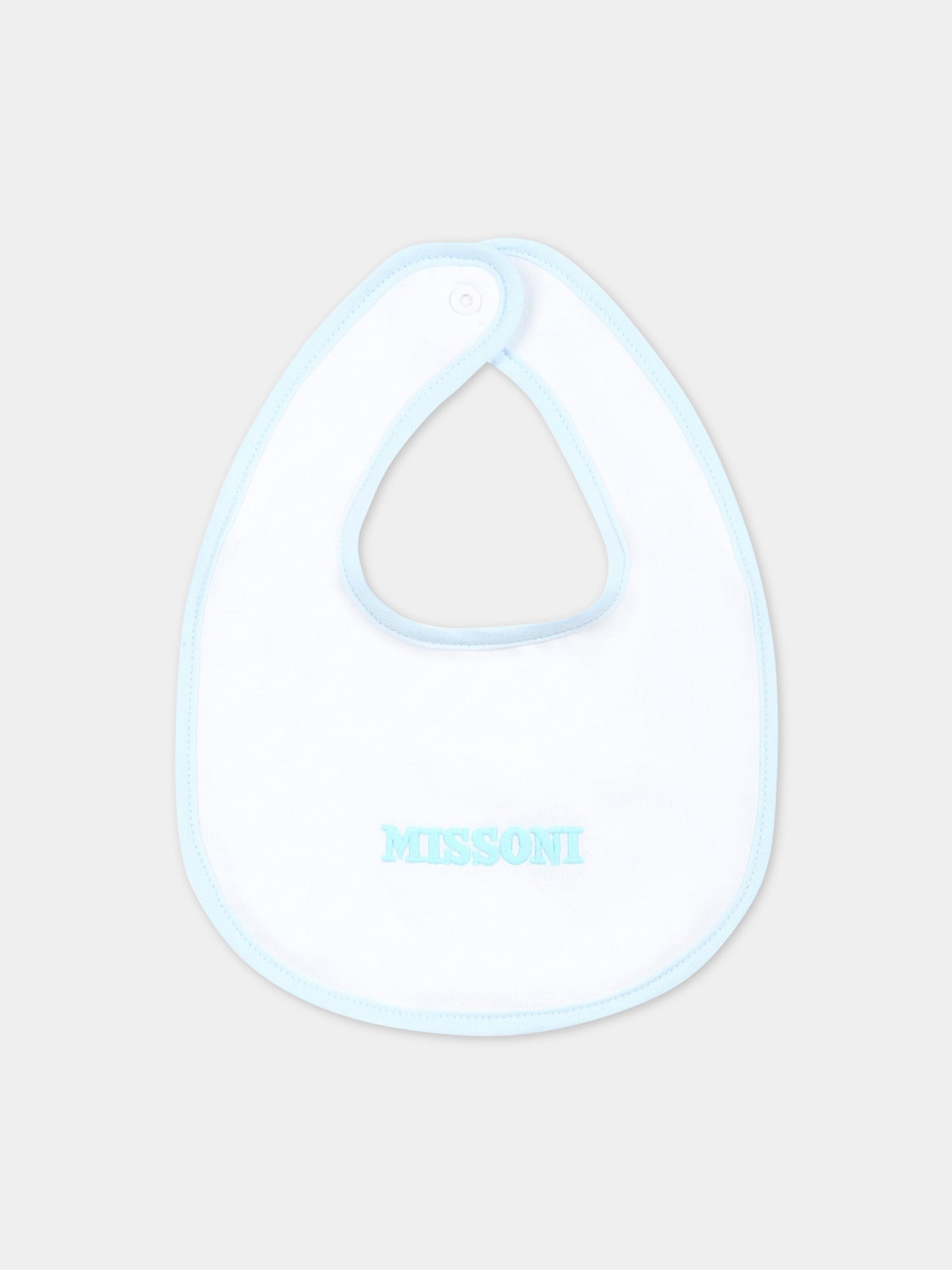 Set bianco per neonato con logo celeste,Missoni,MSB019 J0177 100CE