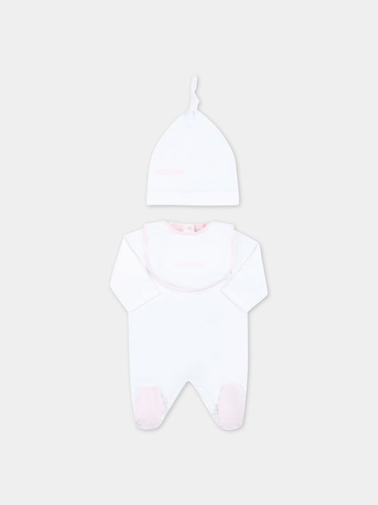 Set bianco per neonata con logo rosa,Missoni,MSB019 J0177 100RS