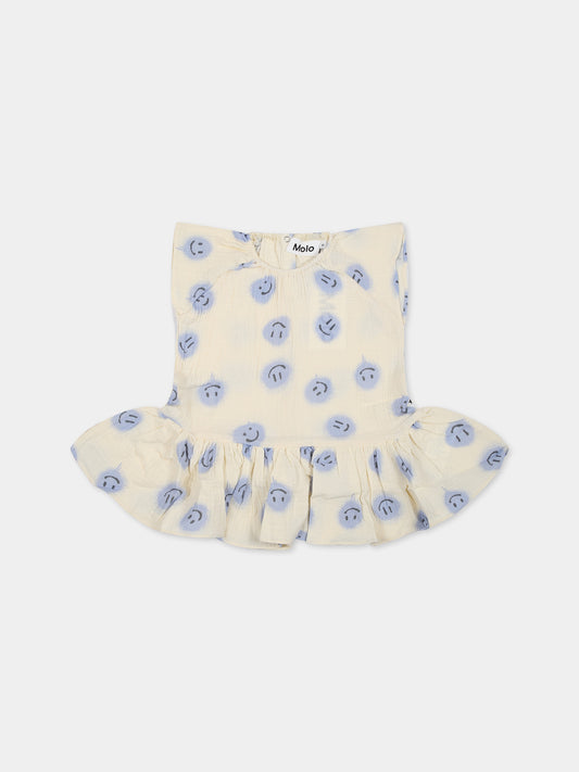 Vestito avorio per neonata con smile all-over,Molo,4S23E104 6764