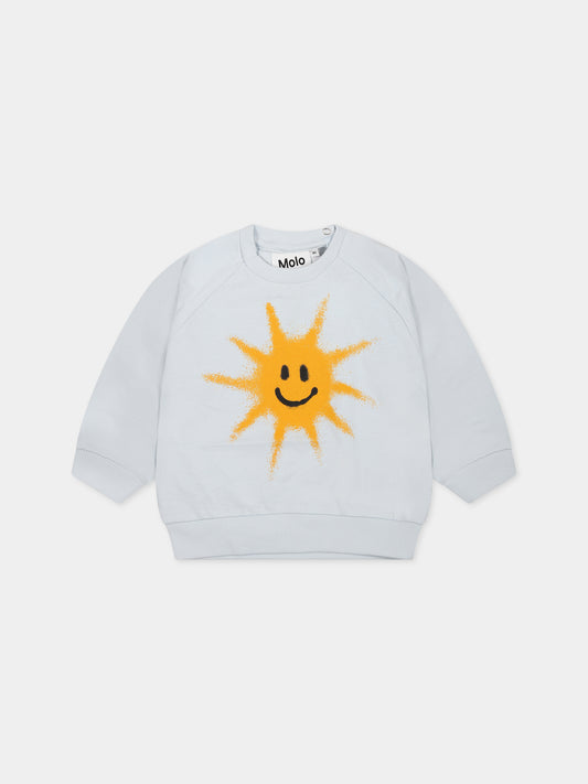 Felpa celeste per neonato con stampa sole,Molo,6S23J202 8068