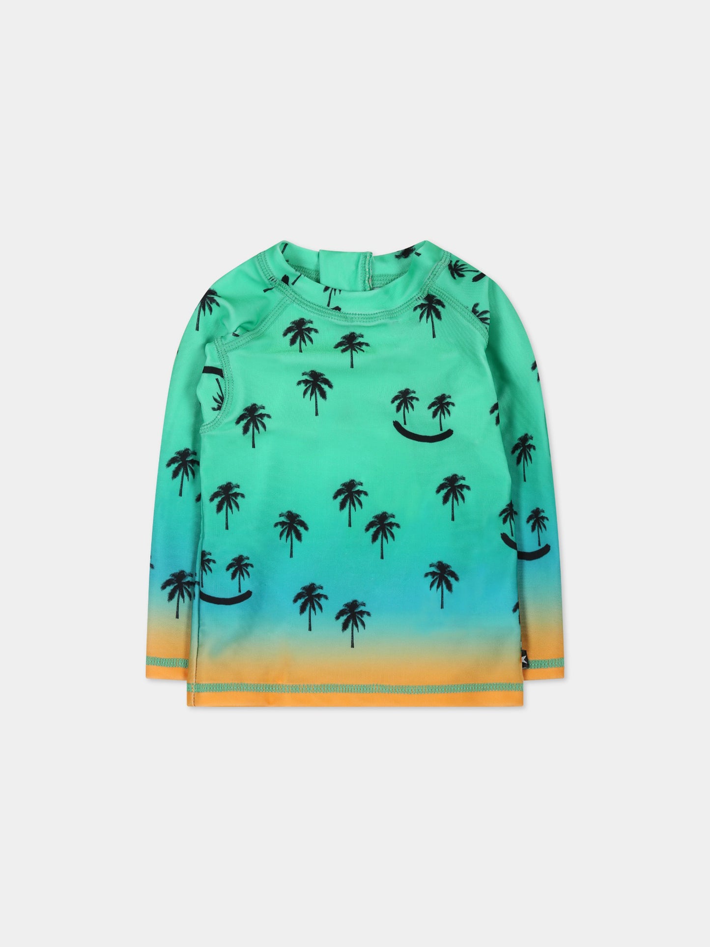 T-shirt verde anti UV per neonato con stampa palme e logo,Molo,8S23P201 7913
