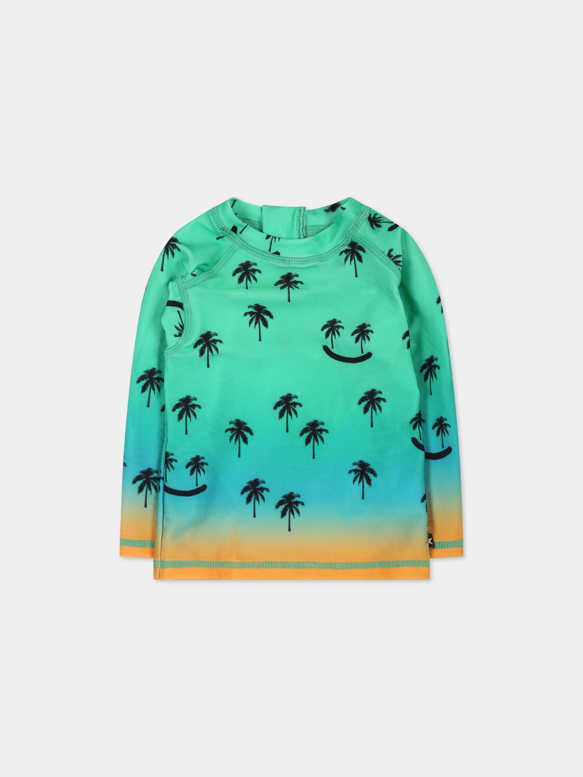 T-shirt verde anti UV per neonato con stampa palme e logo,Molo,8S23P201 7913