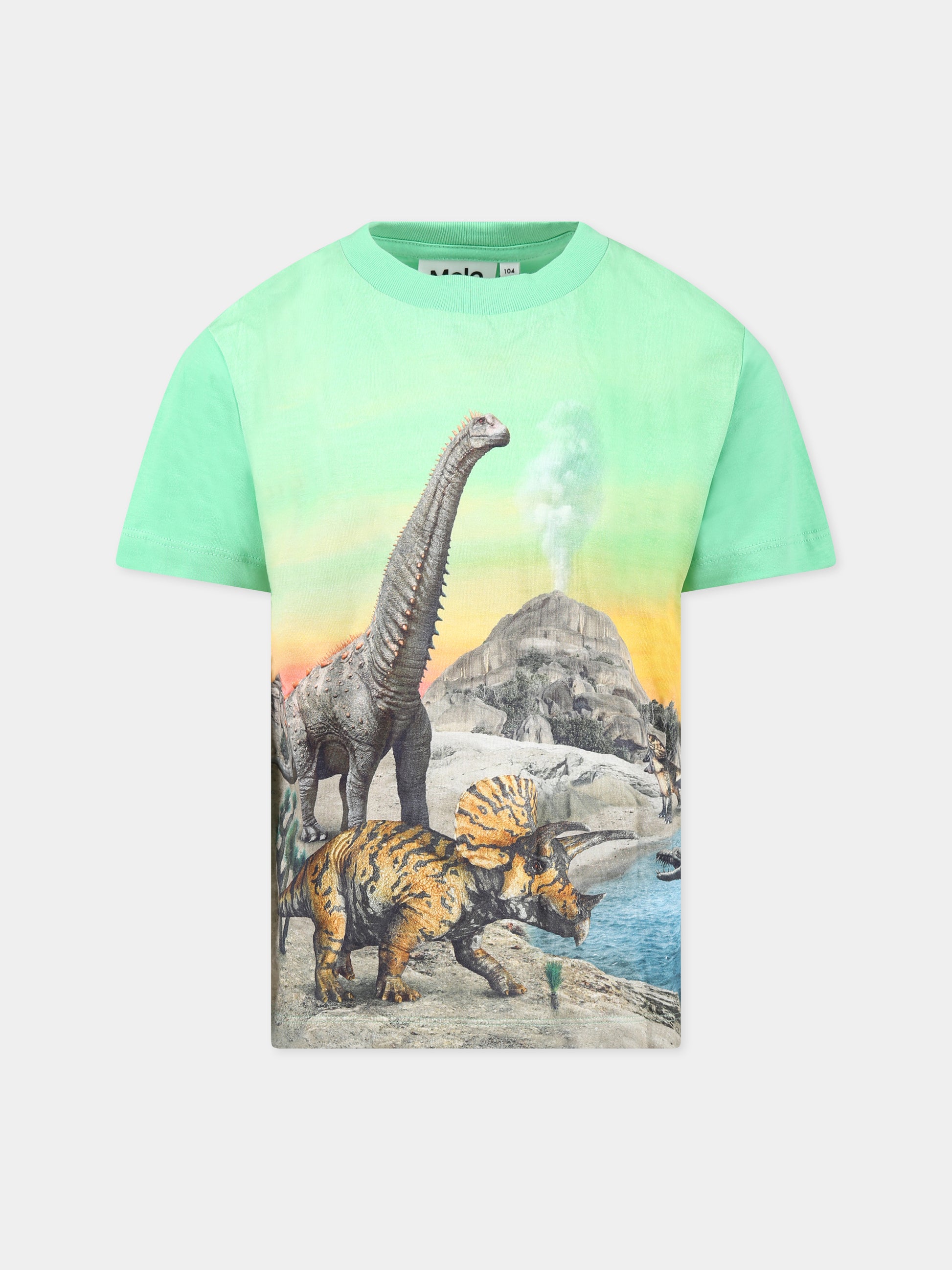 T-shirt multicolor per bambino con stampa dinosauri,Molo,1S23A204 7966