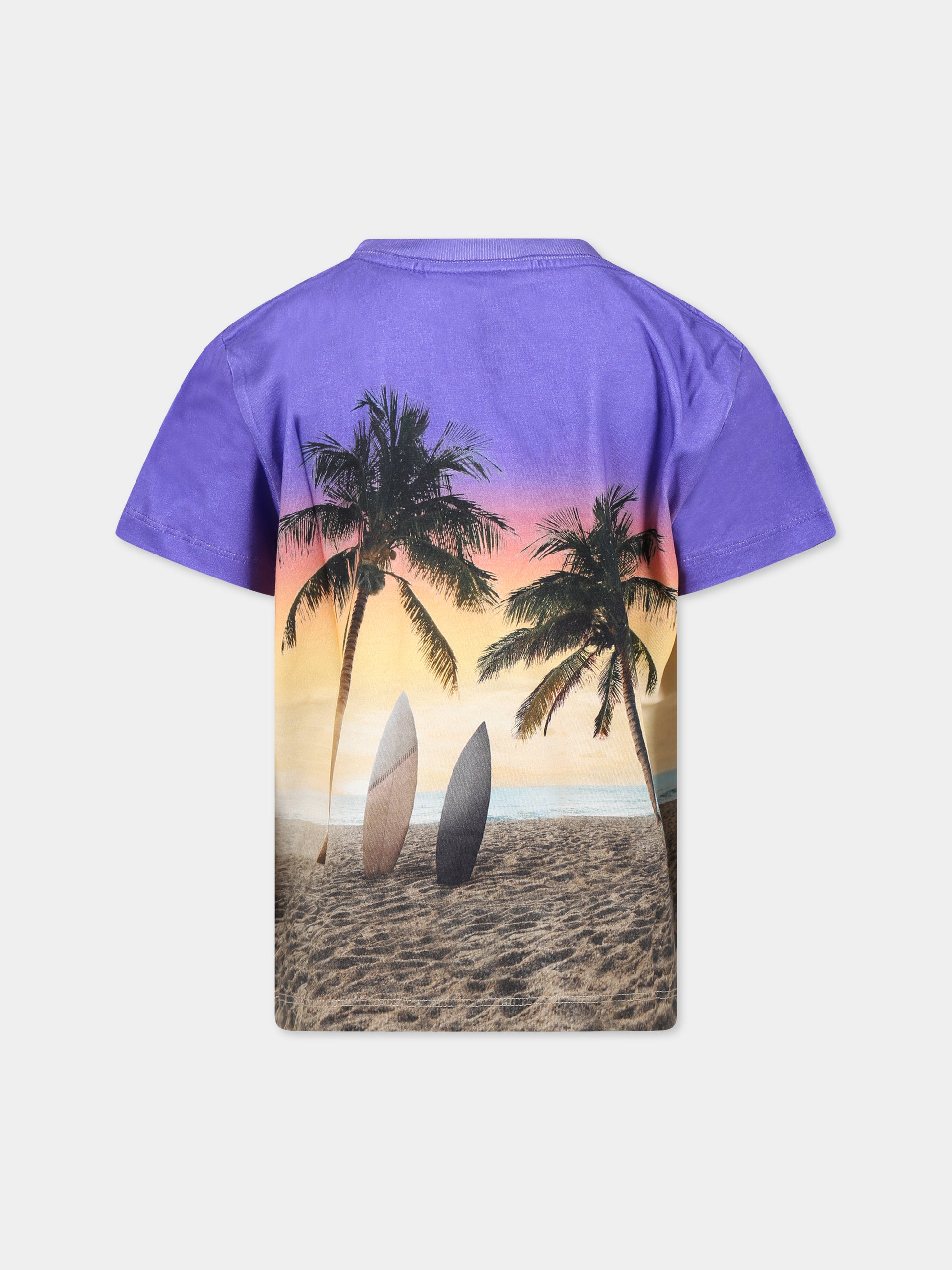 T-shirt multicolor per bambino con stampa tramonto con palme e jeep,Molo,1S23A204 7944