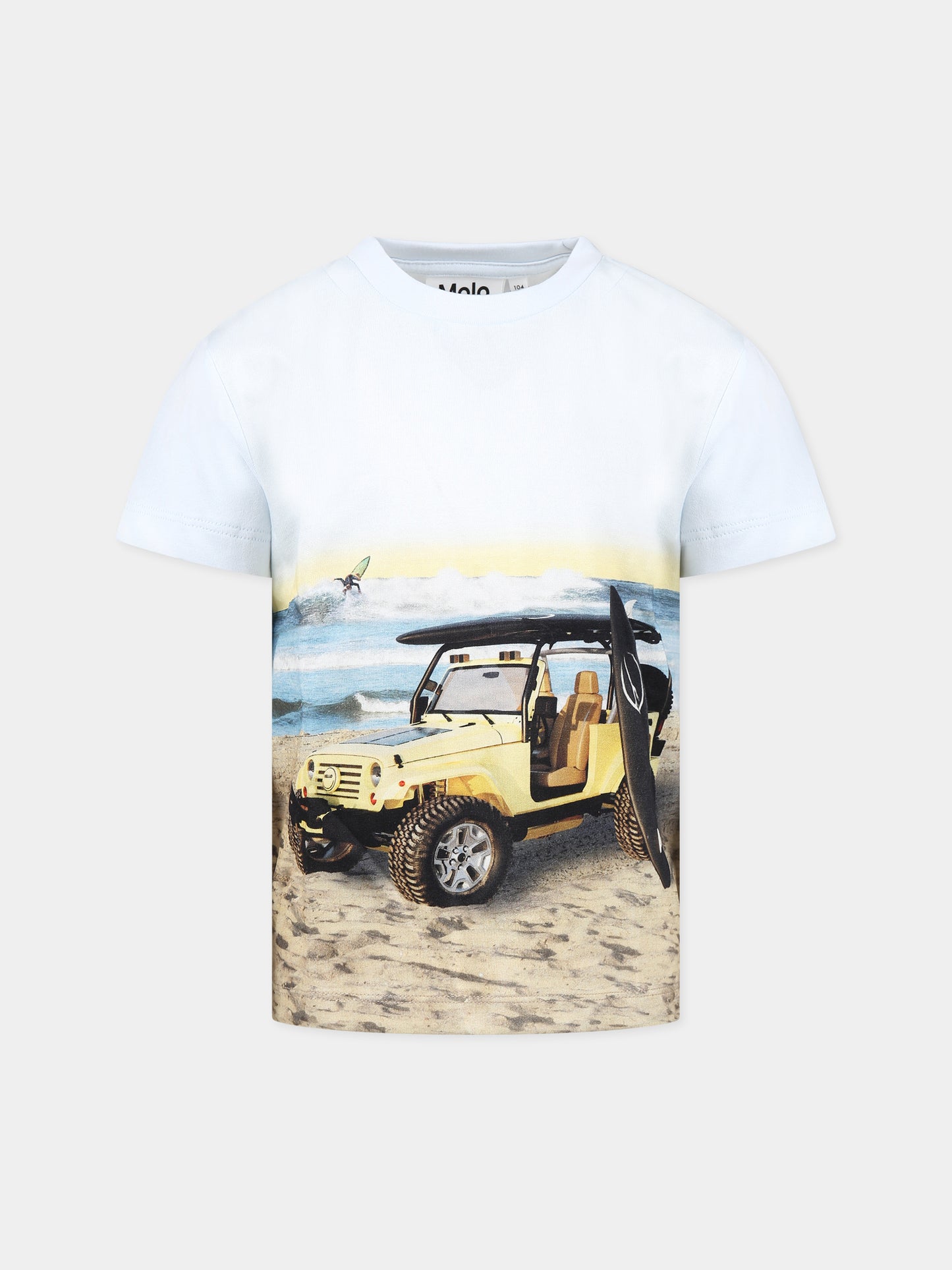 T-shirt multicolor per bambino con stampa jeep e spiaggia,Molo,1S23A206 7943