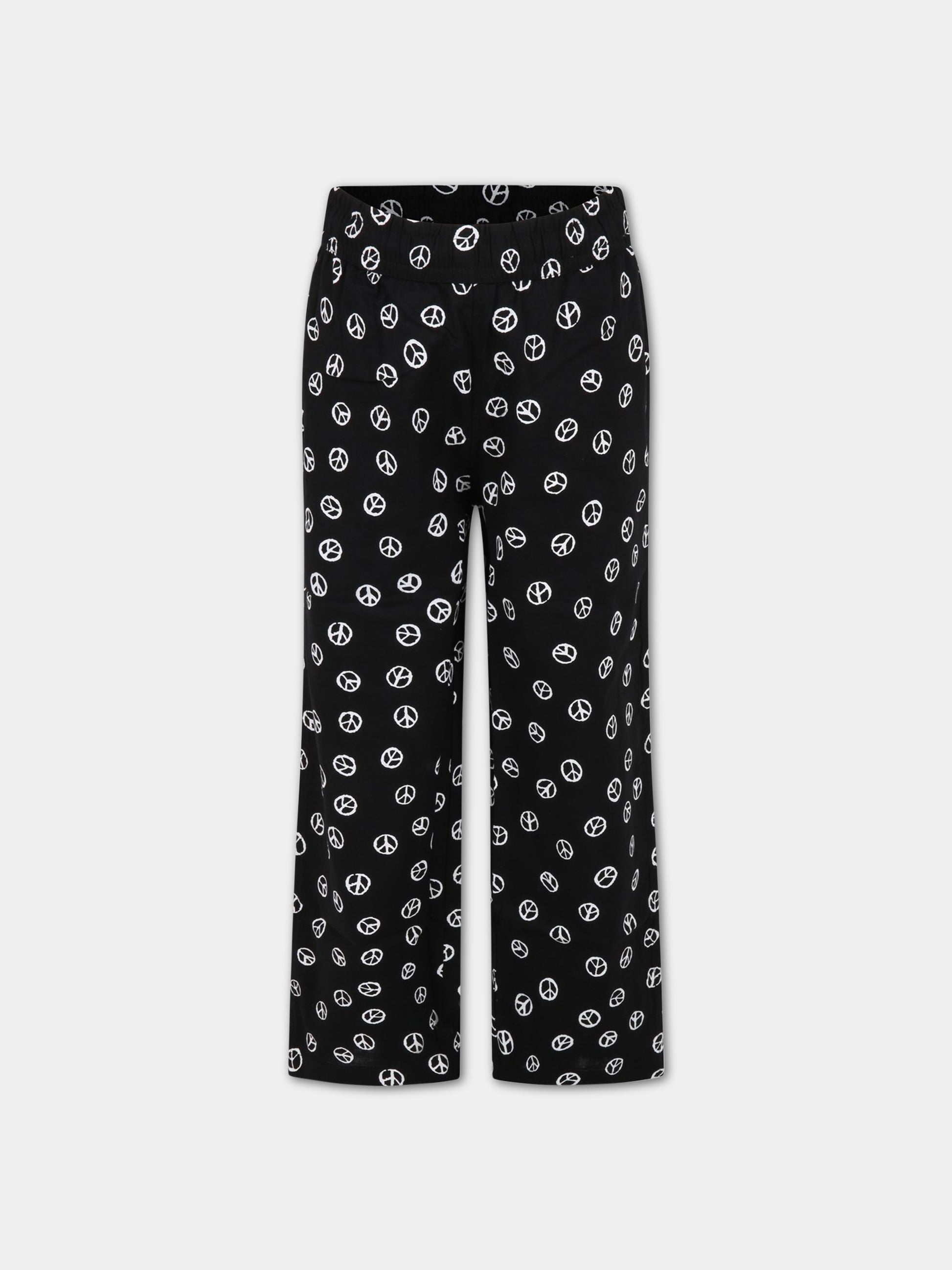 Pantaloni neri da tuta per bambino con smile bianco all-over,Molo,1S23I103 6755