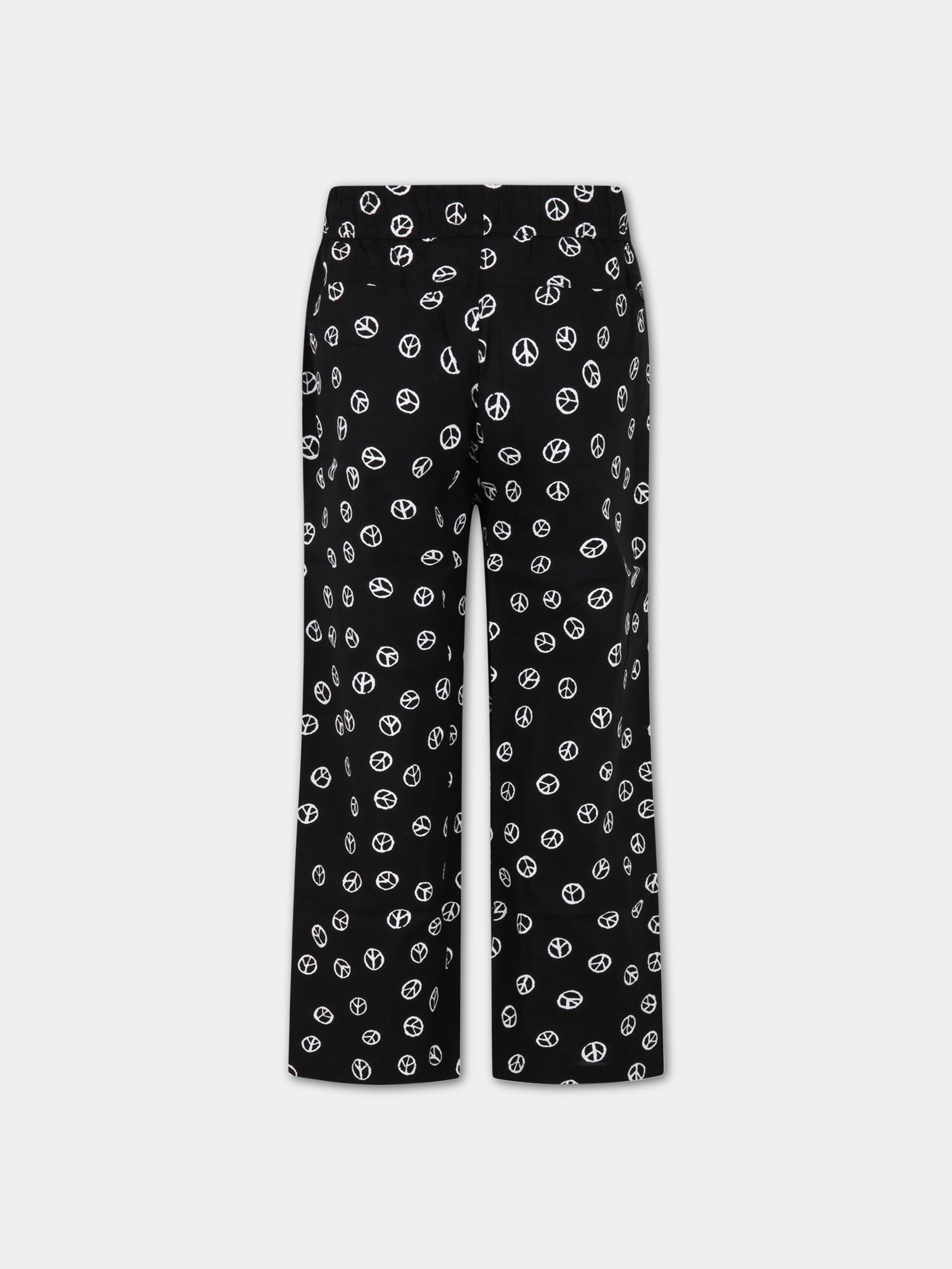 Pantaloni neri da tuta per bambino con smile bianco all-over,Molo,1S23I103 6755