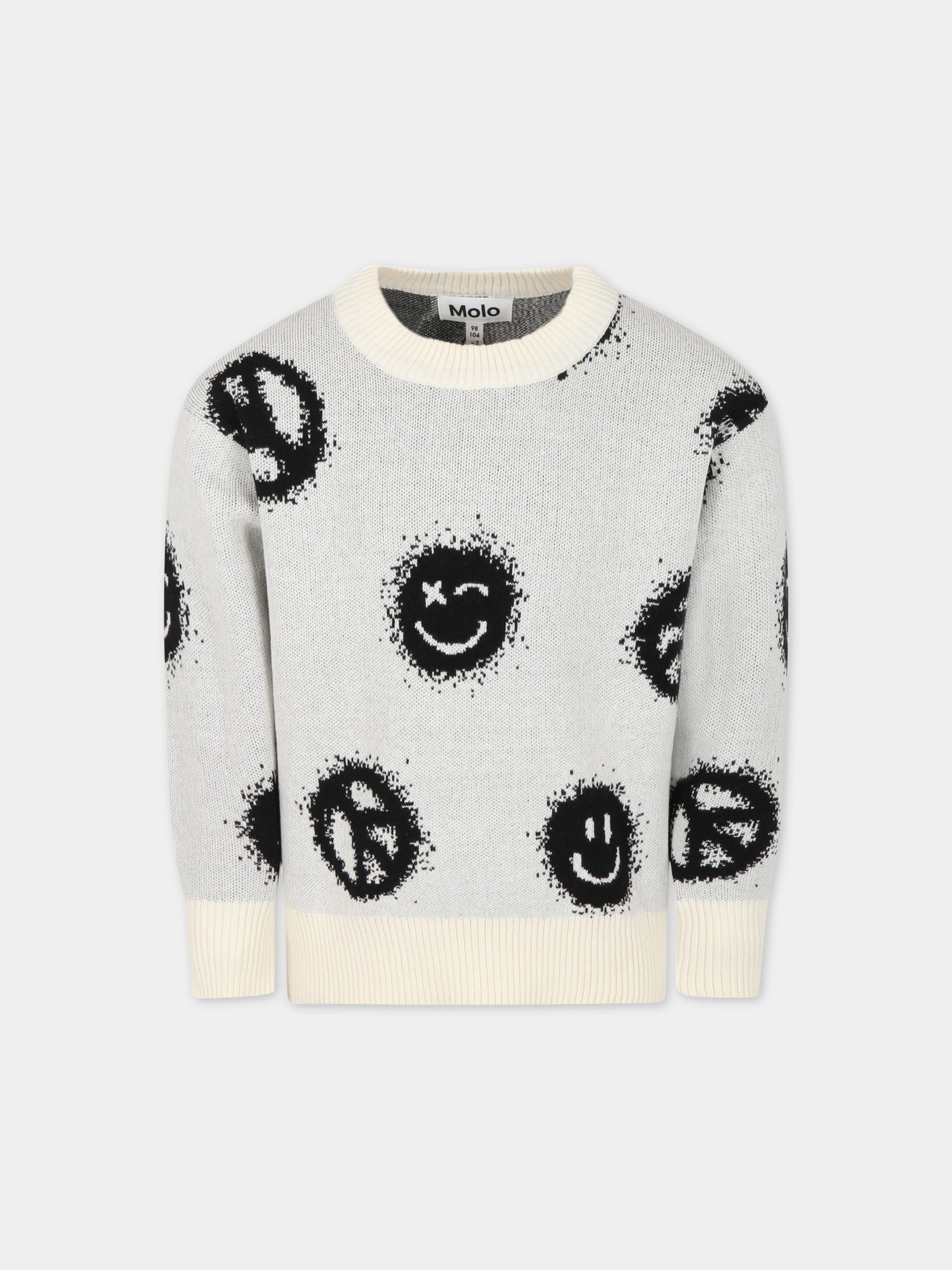 Maglione bianco per bambino con smile,Molo,1S23K202 6833