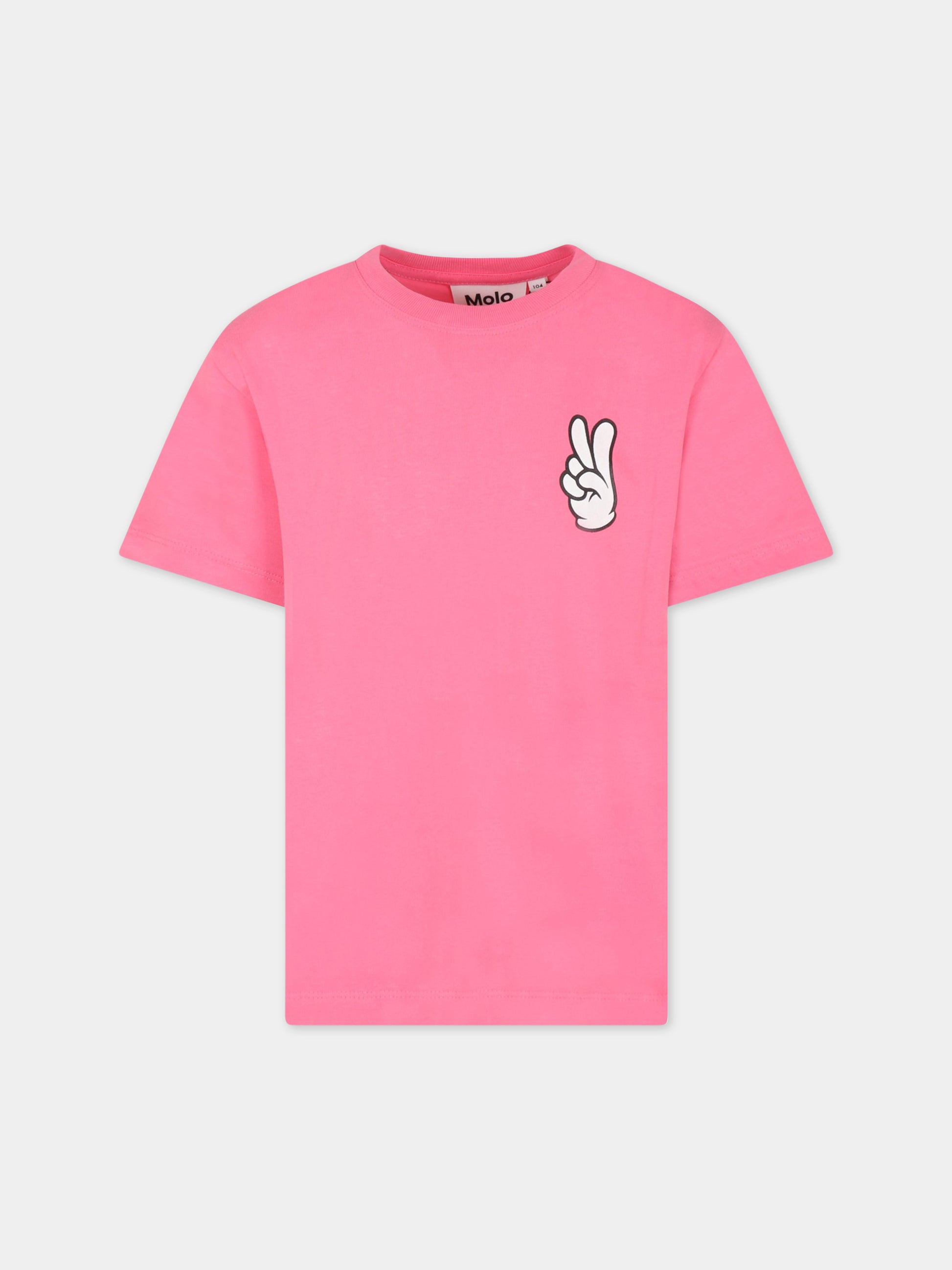 T-shirt rosa per bambina con patch logato,Molo,6S23A216 2705