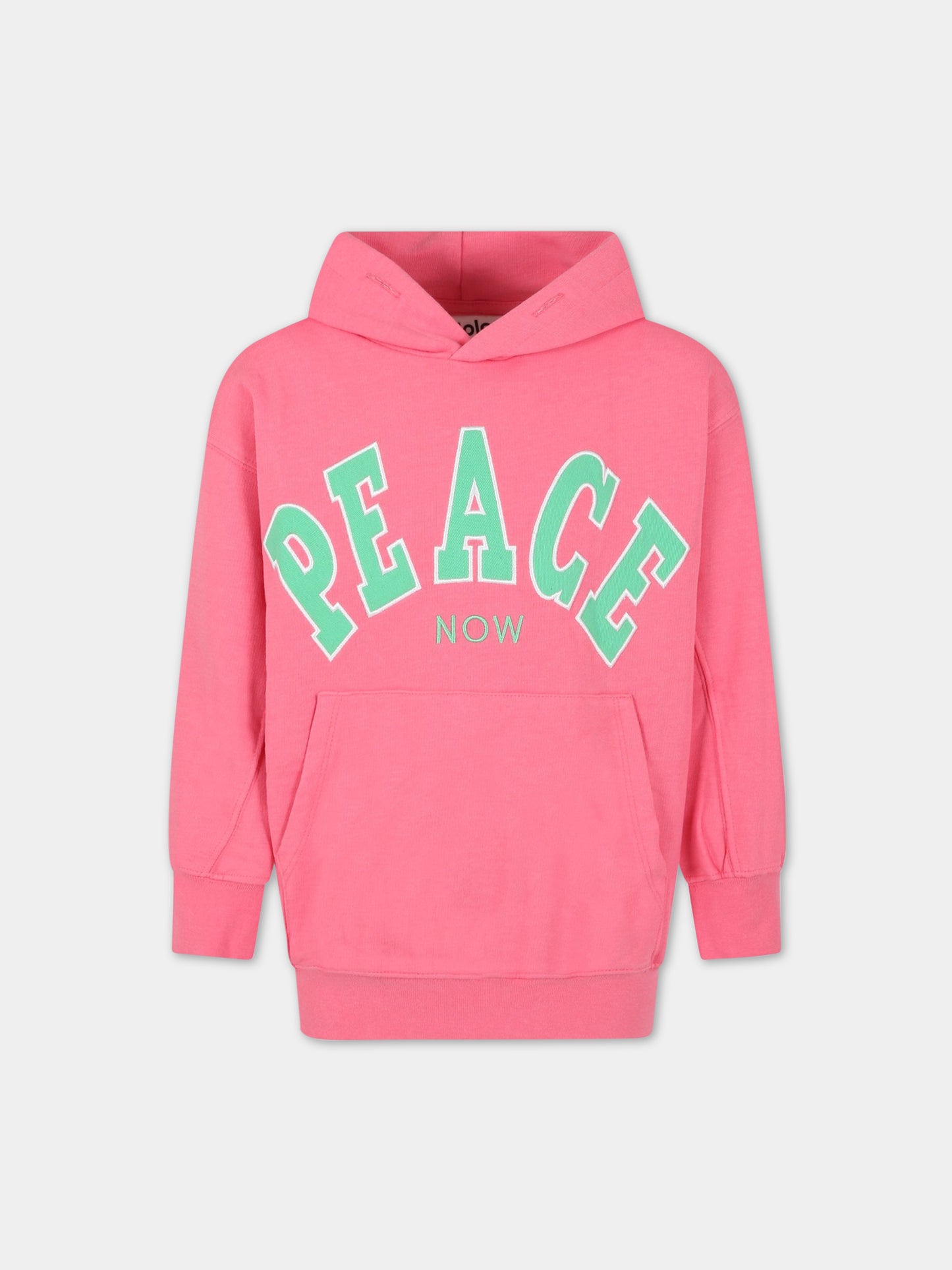 Felpa rosa per bambina con scritta  Peace Now ,Molo,6S23J303 2705
