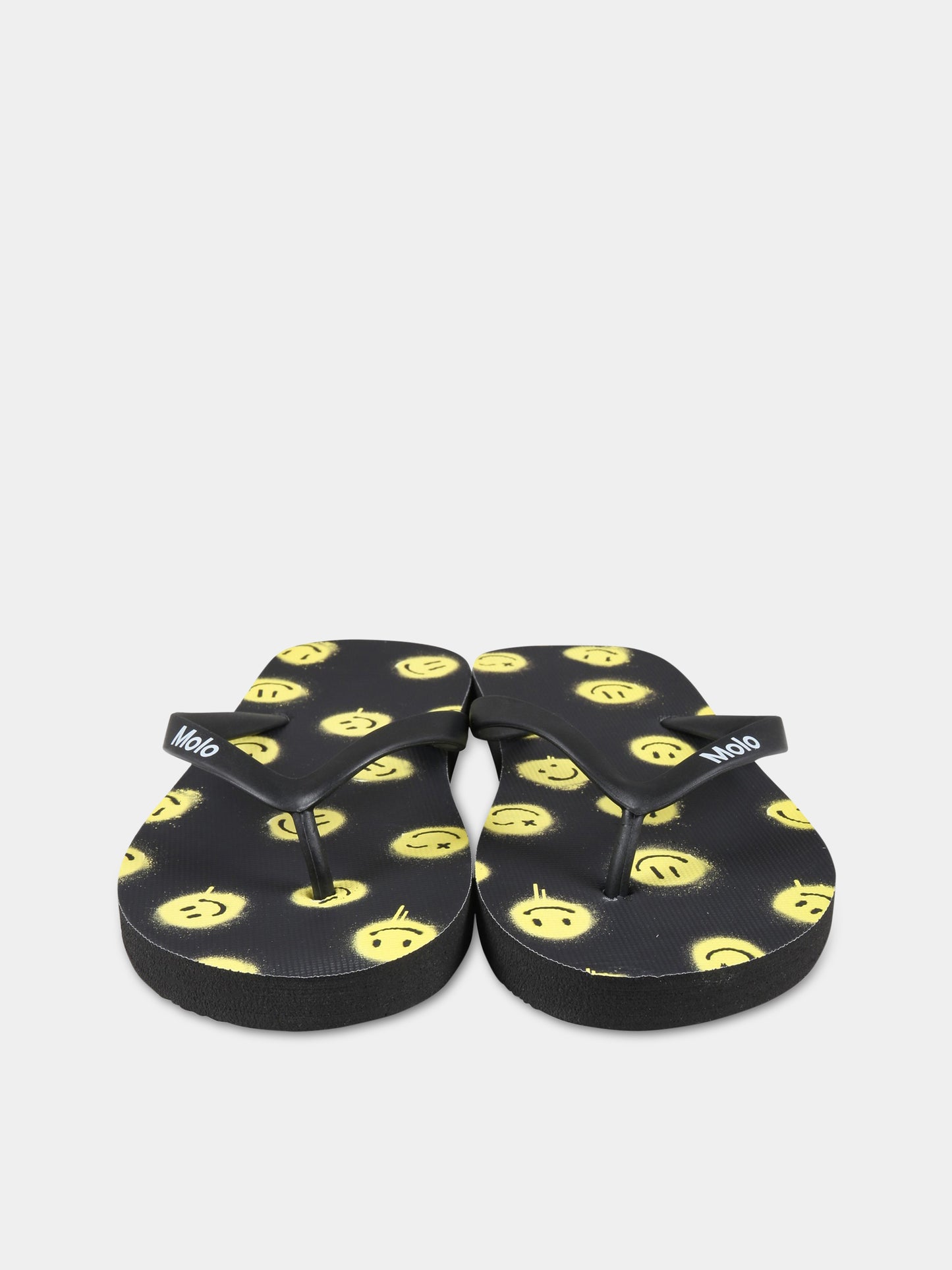 Infradito nere per bambino con smile e logo,Molo,7S23U201 6708