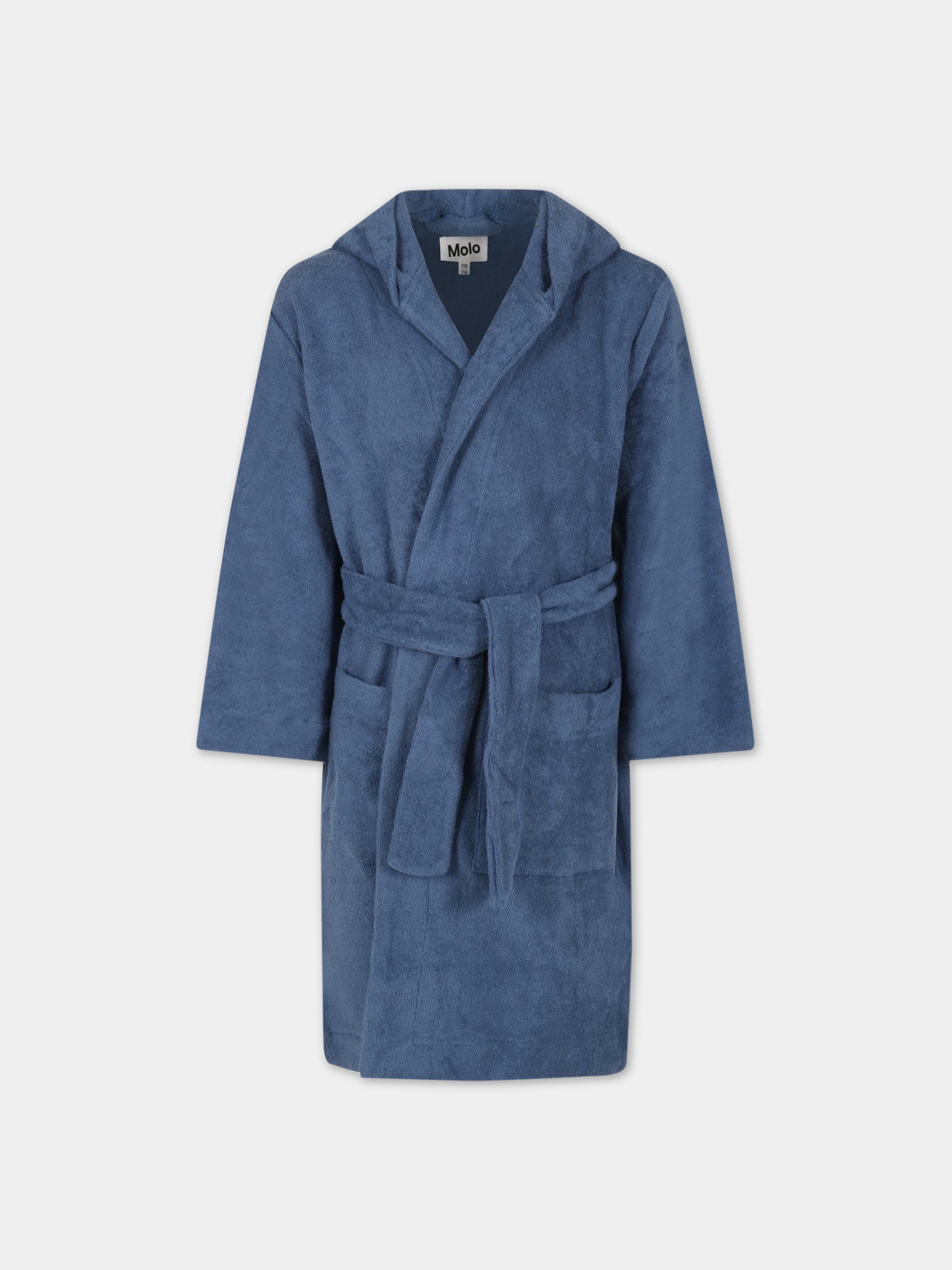 Accappatoio blu per bambino con patch logato,Molo,7S23W402 8724