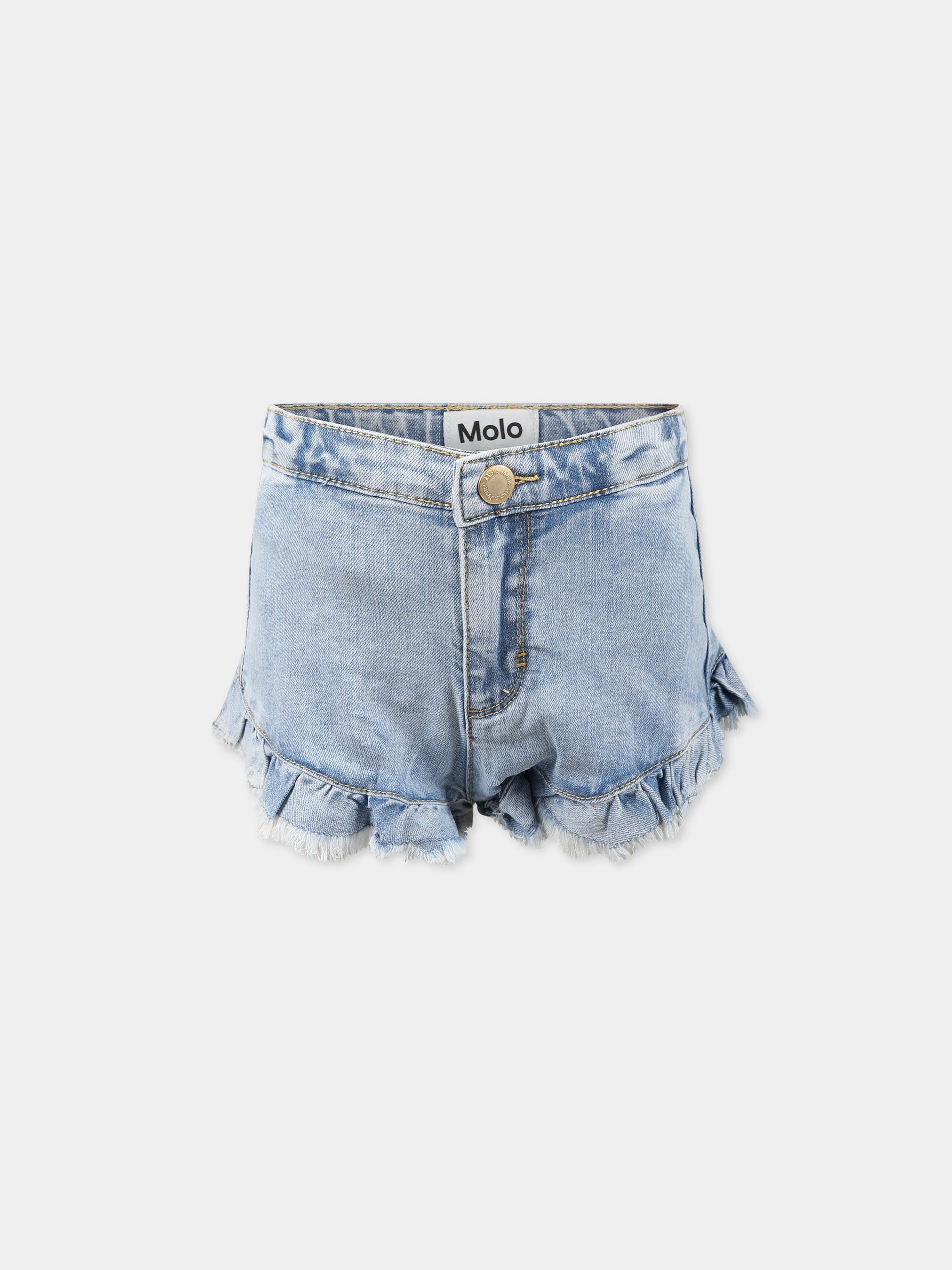 Shorts celeste per bambina,Molo,2S23H114 8752