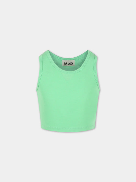 Canotta verde per bambina con patch logato,Molo,2S23A112 8713