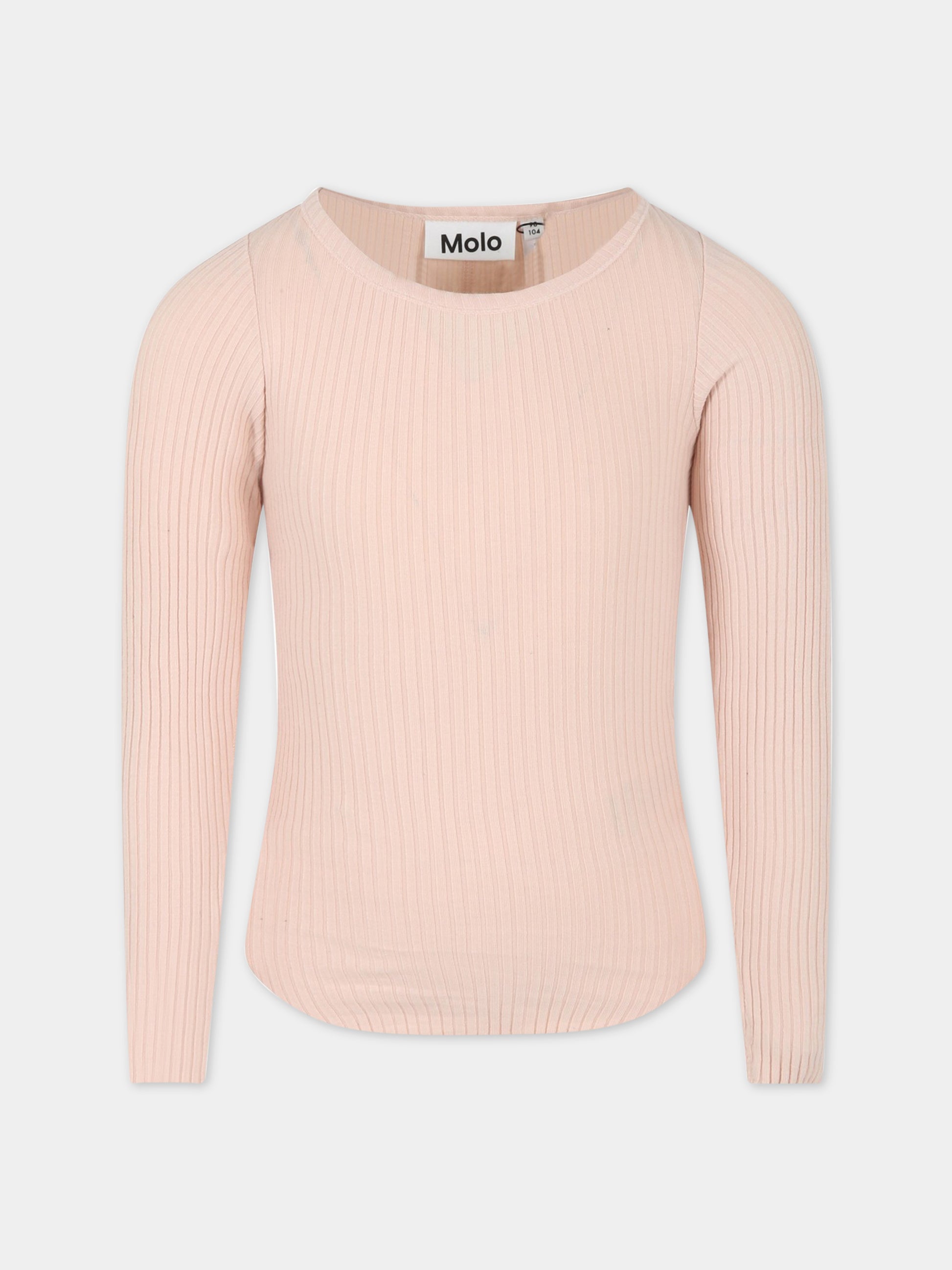 T-shirt rosa per bambina con patch logato,Molo,2S23A401 8151