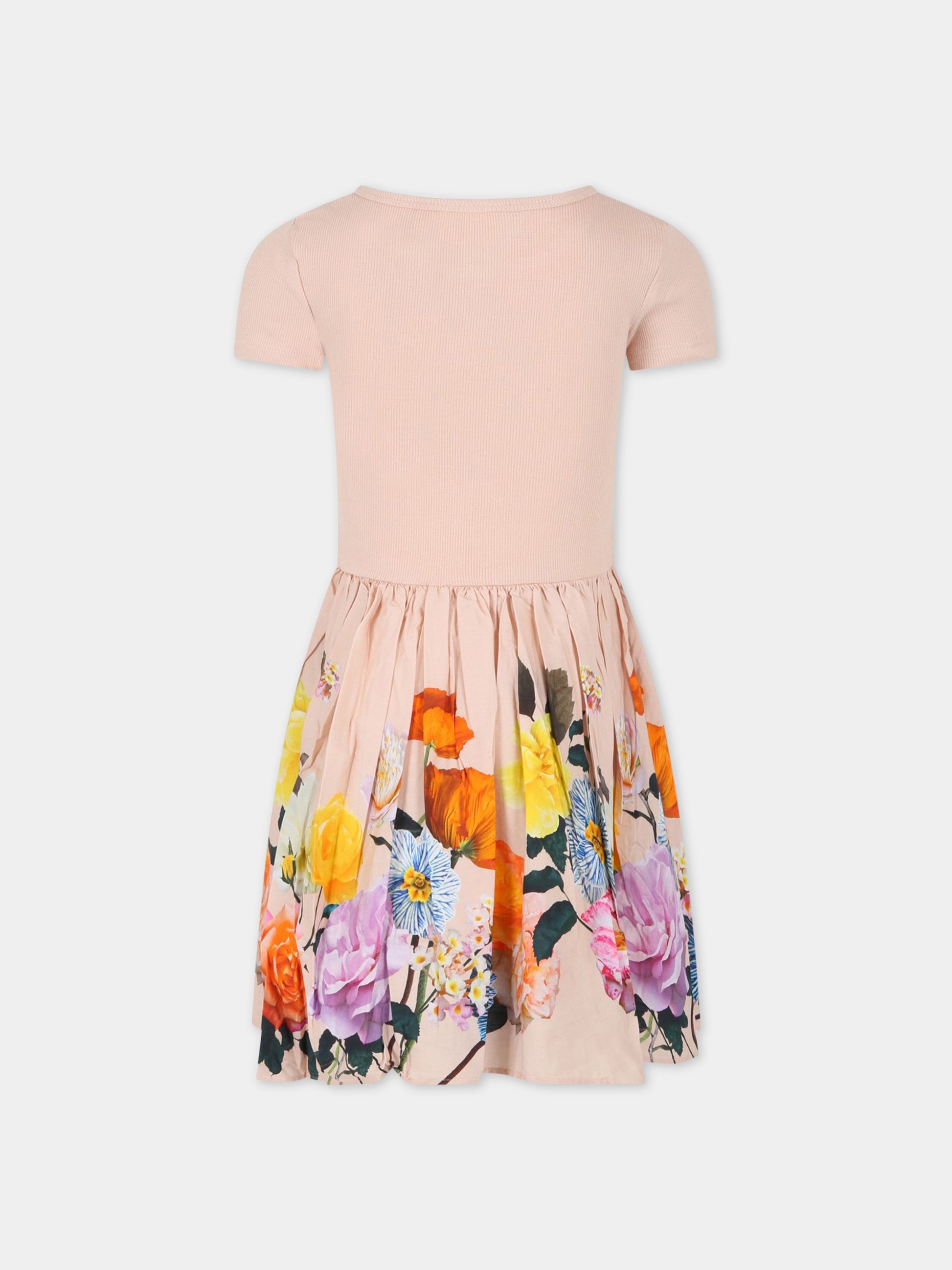 Vestito rosa per bambina con stampa floreale,Molo,2S23E119 7935