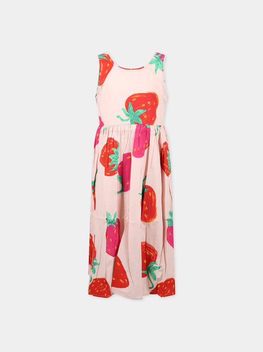 Vestito rosa per bambina con stampa fragole,Molo,2S23E121 6751