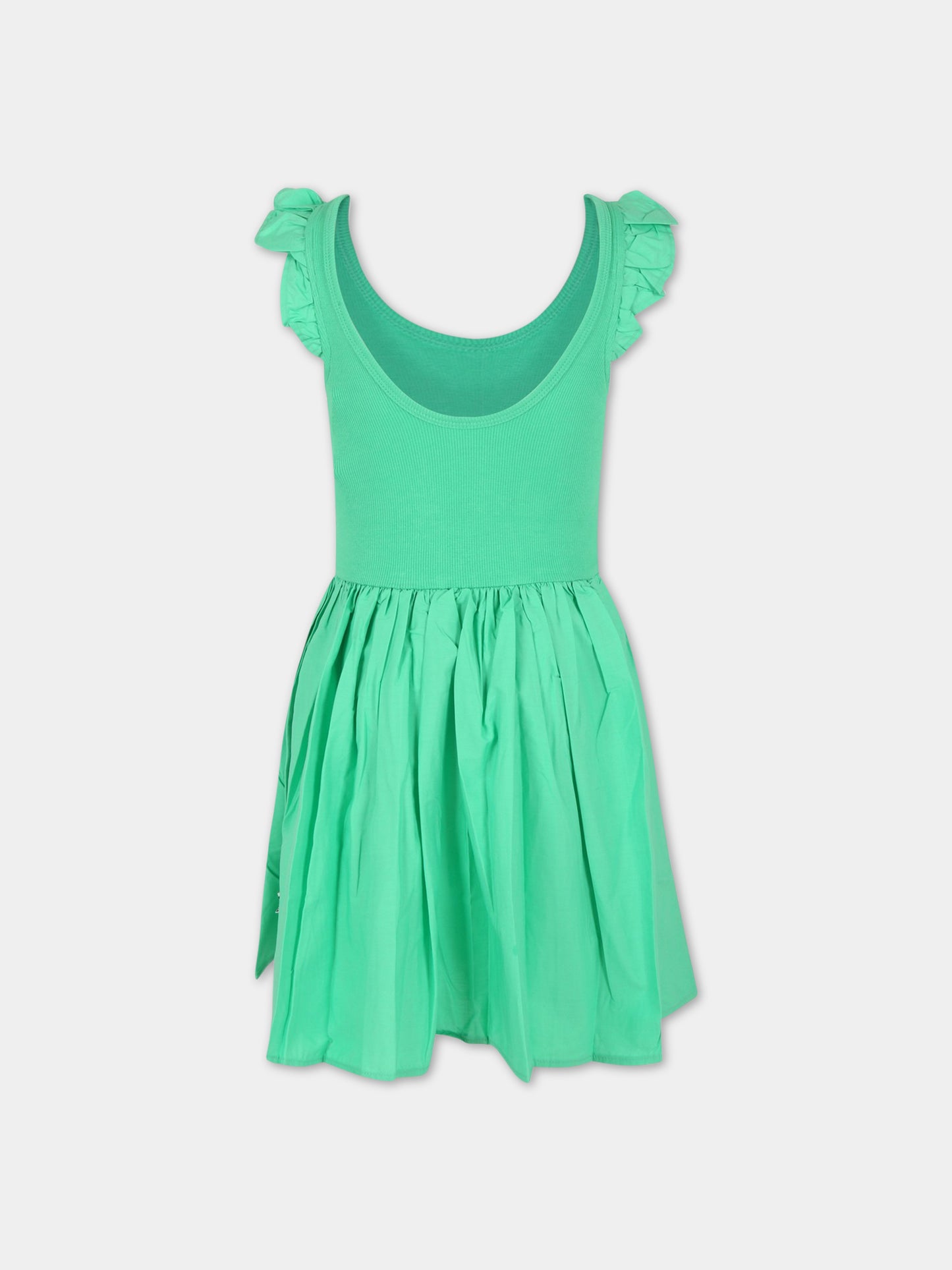 Vestito verde per bambina con patch logato,Molo,2S23E125 8707