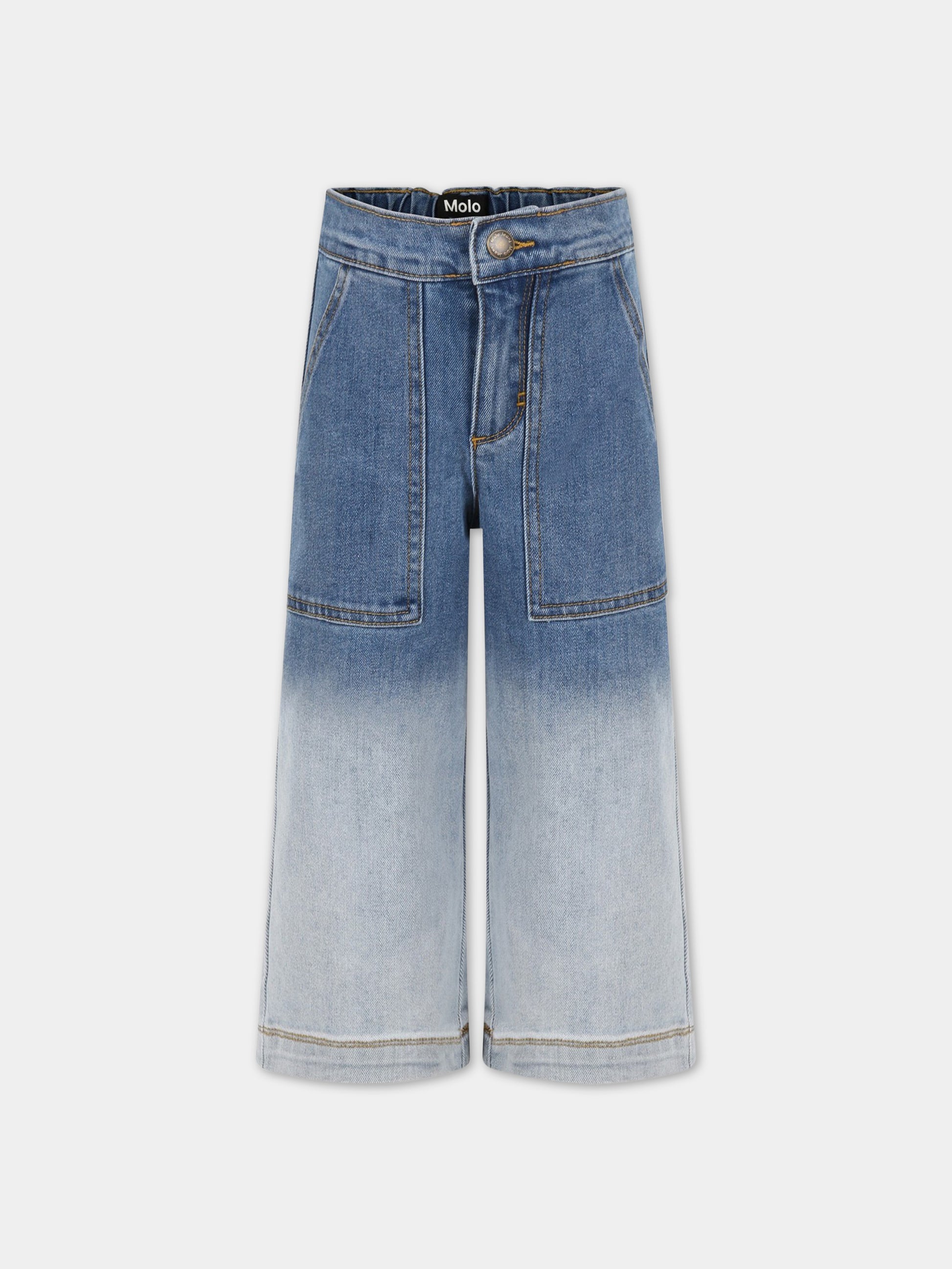 Jeans blu per bambina con patch logato,Molo,2S23I105 8516