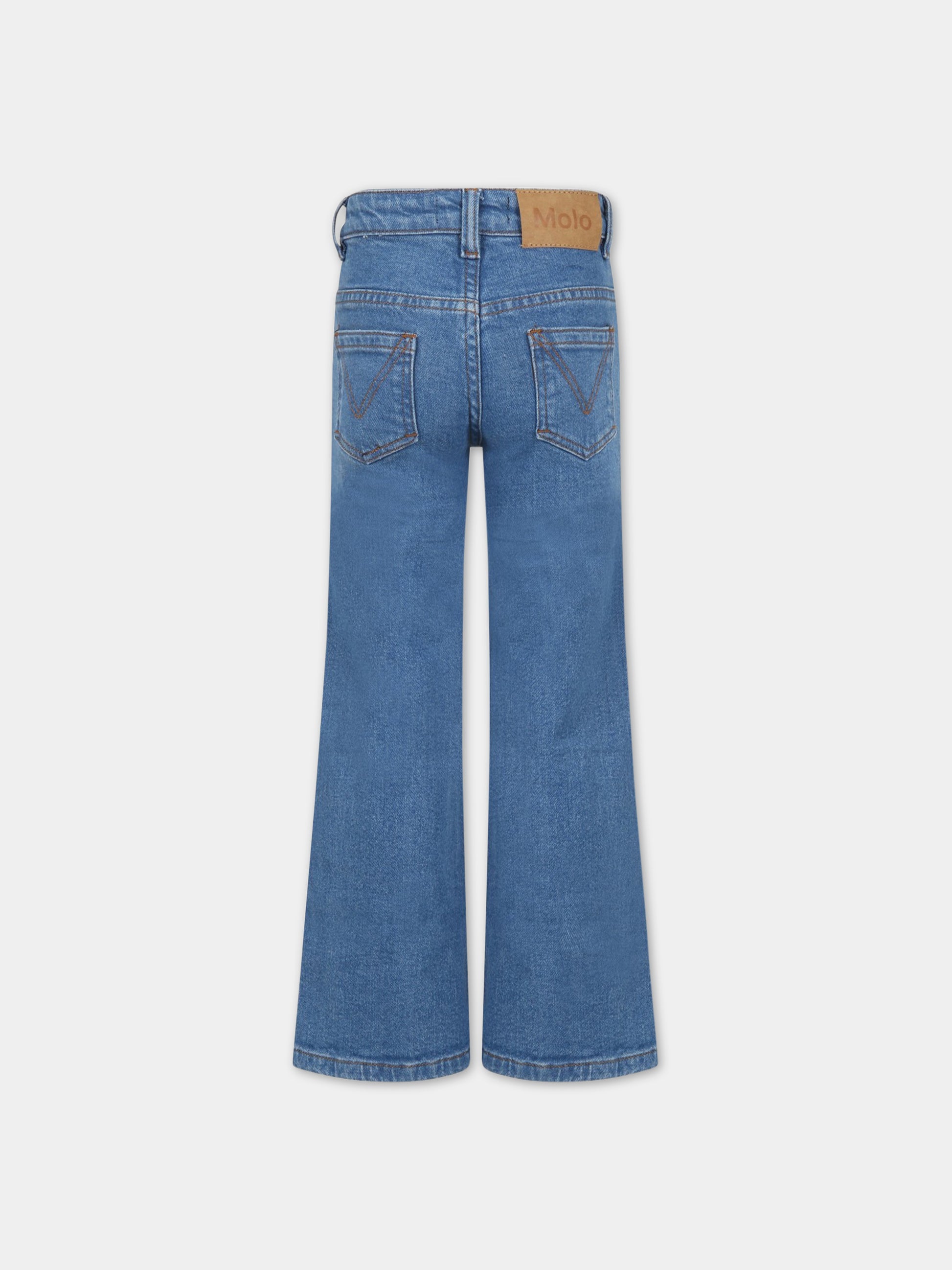 Jeans blu per bambina con patch logato,Molo,2S23I108 8749