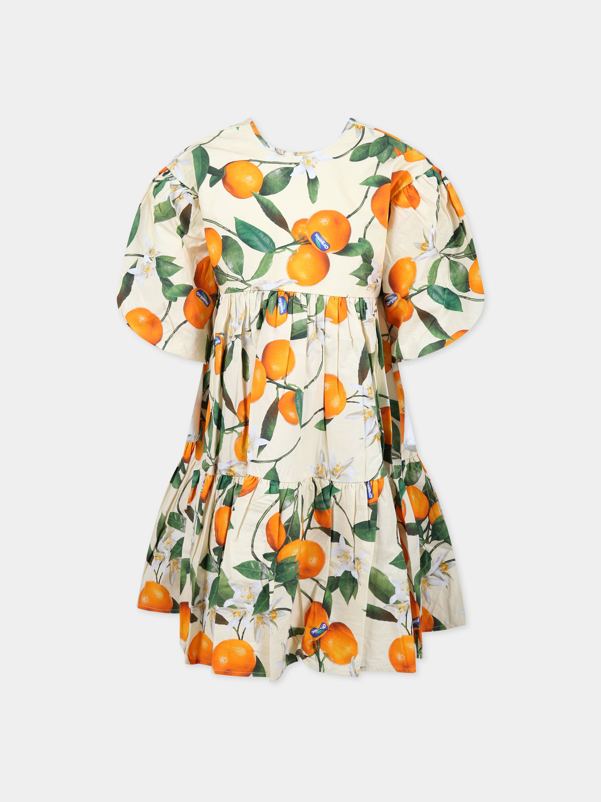 Vestito multicolor per bambina con stampa arance e fiori,Molo,2S23E138 6746