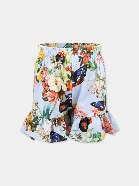 Shorts multicolor per bambina con stampa frutta tropicale, fiori e farfalle,Molo,2S23H205 6743