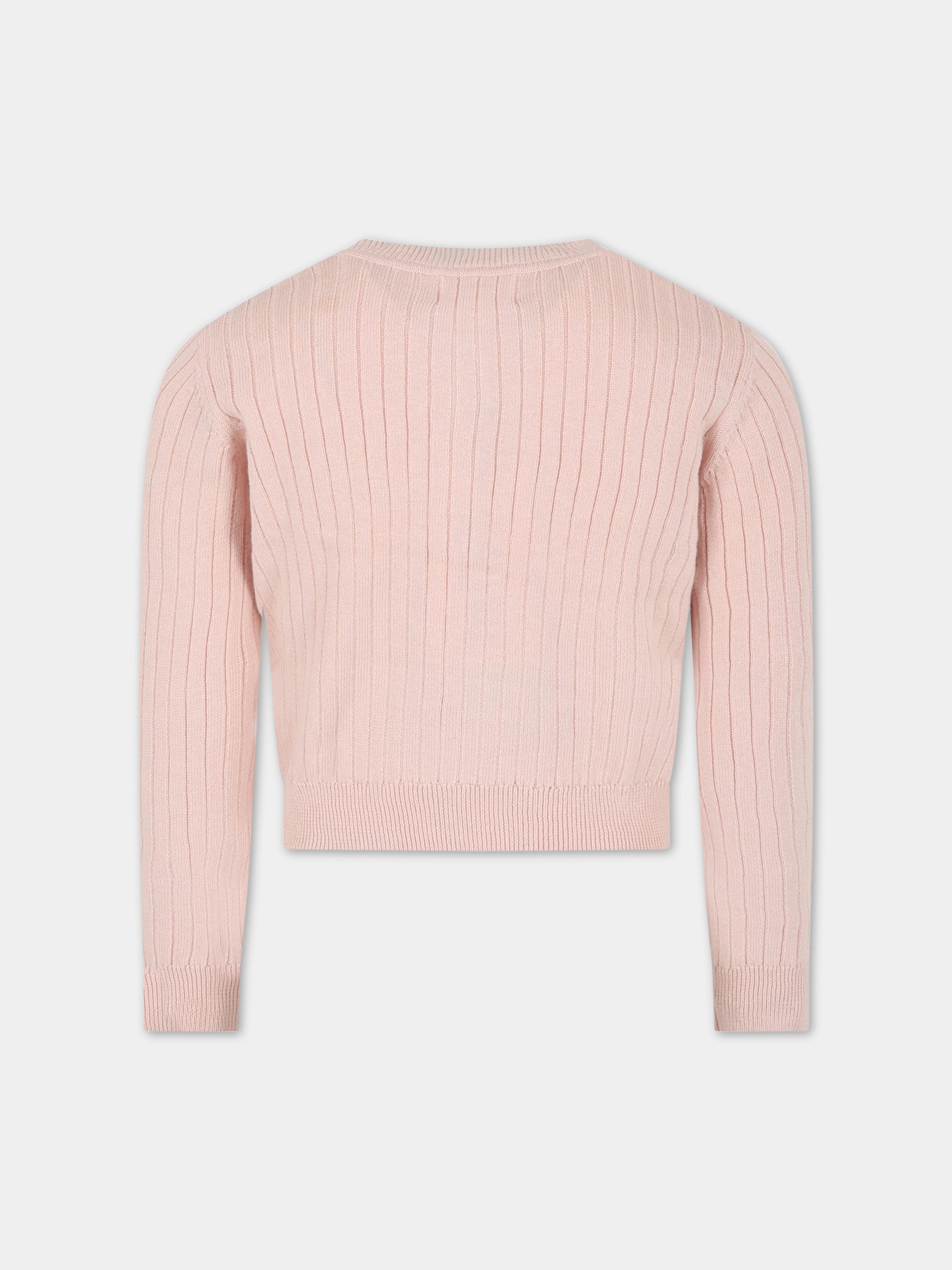 Cardigan rosa per bambina con patch logato,Molo,2S23K304 8151
