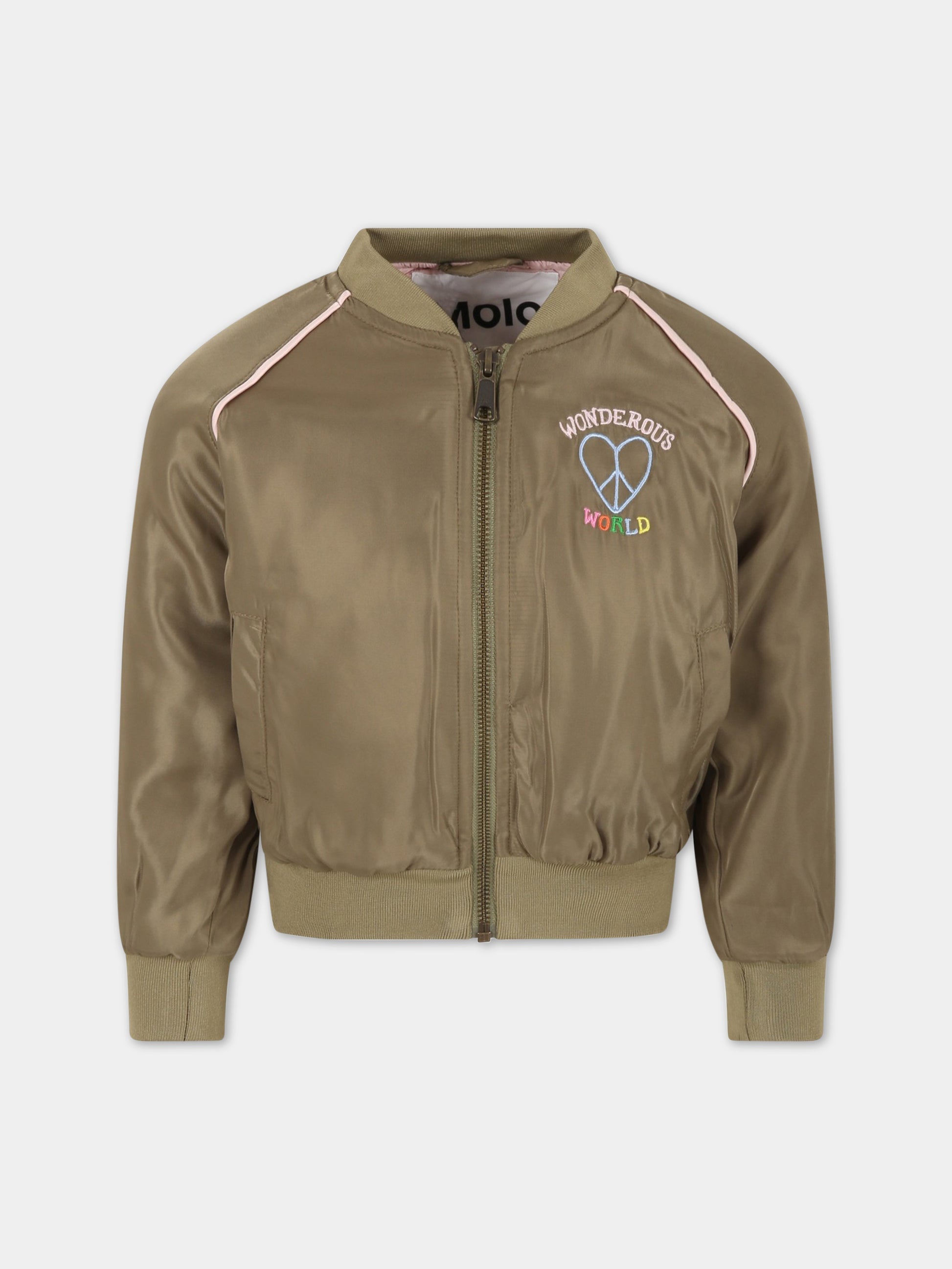 Bomber verde per bambina con animali,Molo,5S23M306 8693