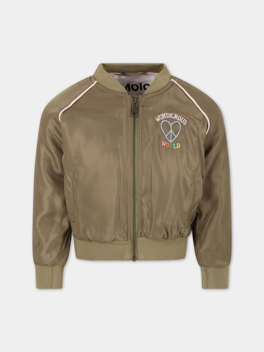 Bomber verde per bambina con animali,Molo,5S23M306 8693