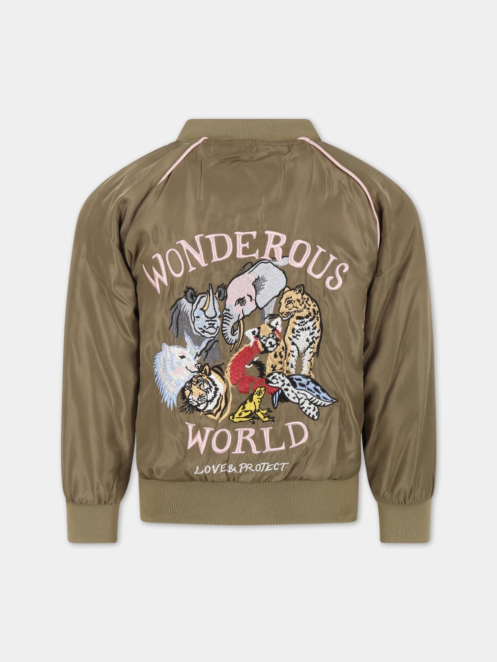 Bomber verde per bambina con animali,Molo,5S23M306 8693