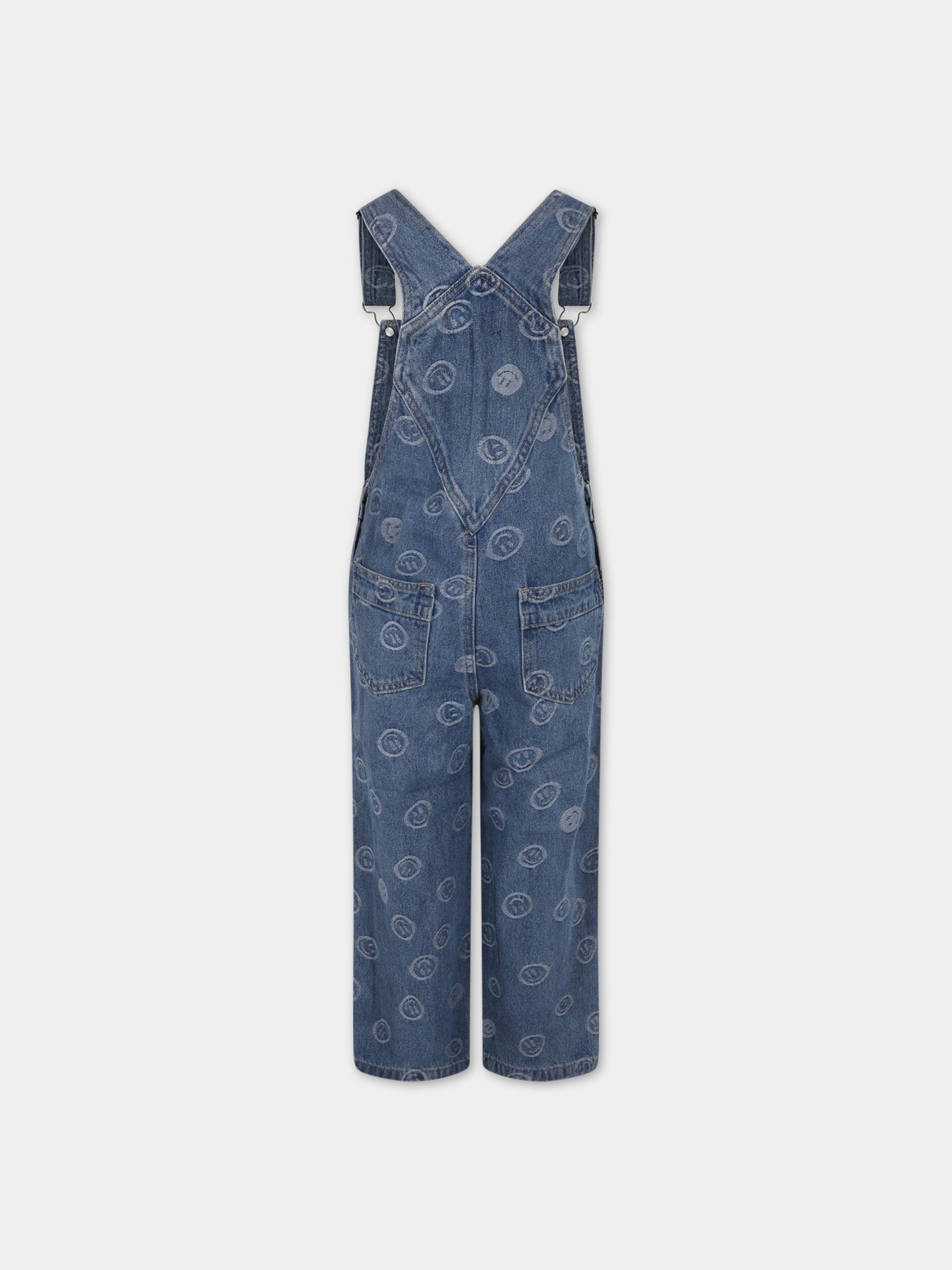 Salopette blu denim per bambina con smile,Molo,6S23I301 6791