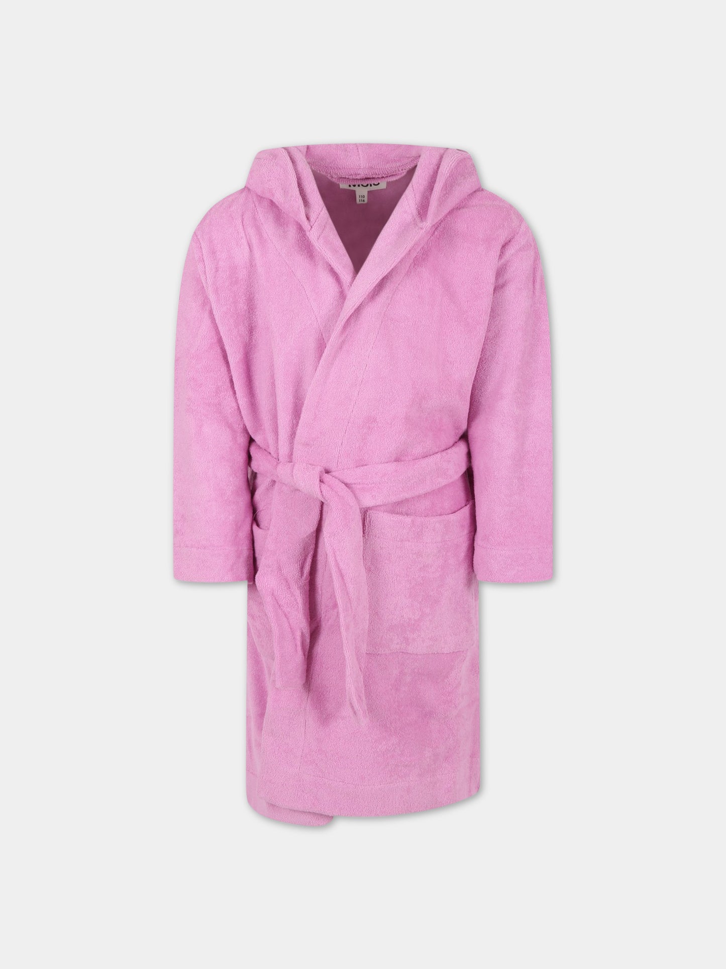 Accappatoio rosa per bambina con patch logato,Molo,7S23W402 8706