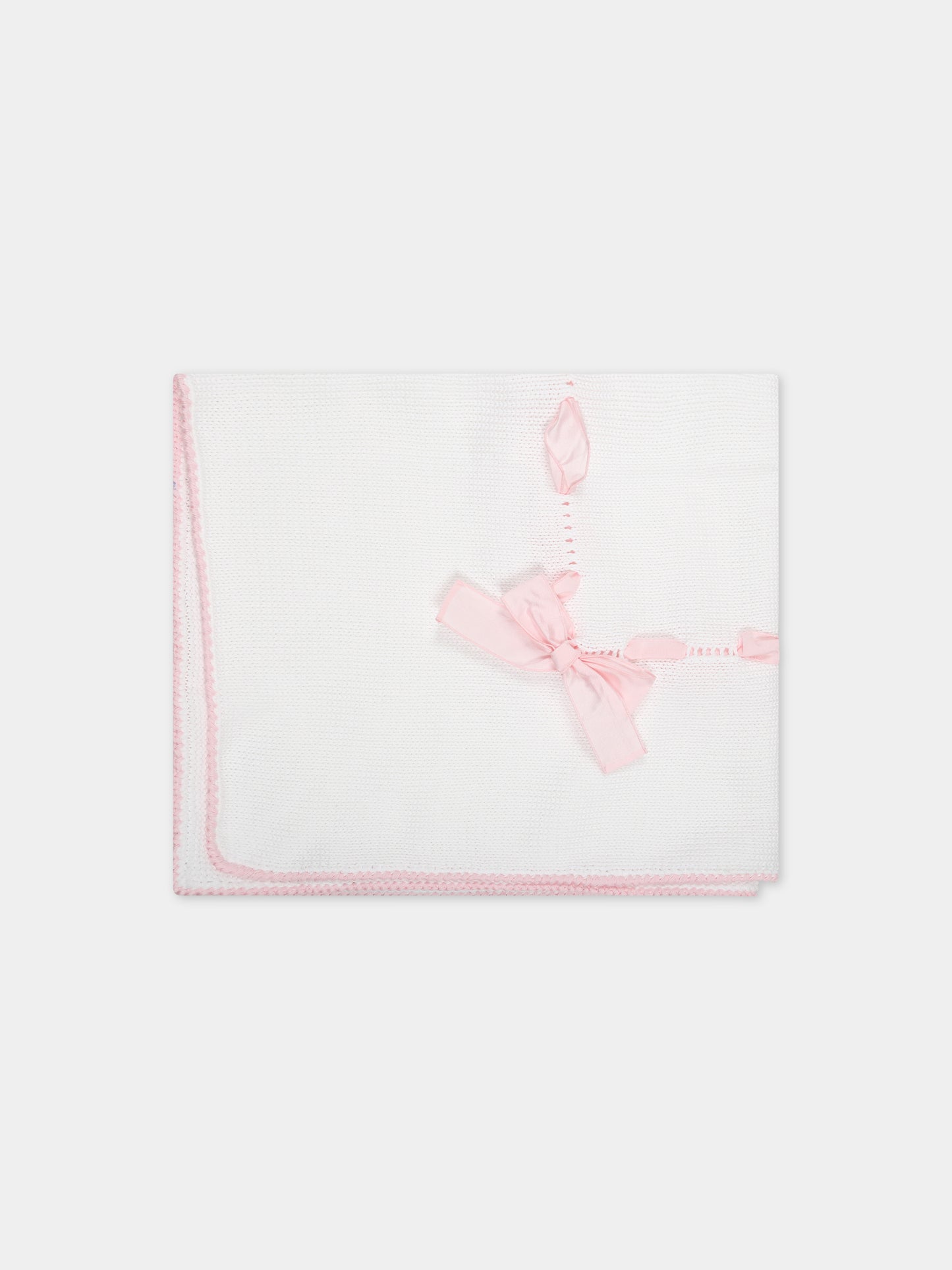 Coperta rosa per neonata con fiocco rosa,Little Bear,6000 BIANCO/ROSA