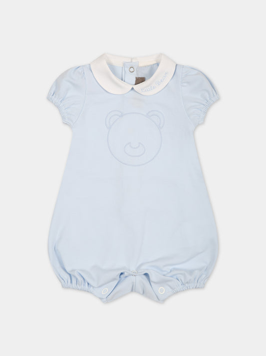 Pagliaccetto celeste per neonato con orso e logo,Little Bear,6048 CIELO
