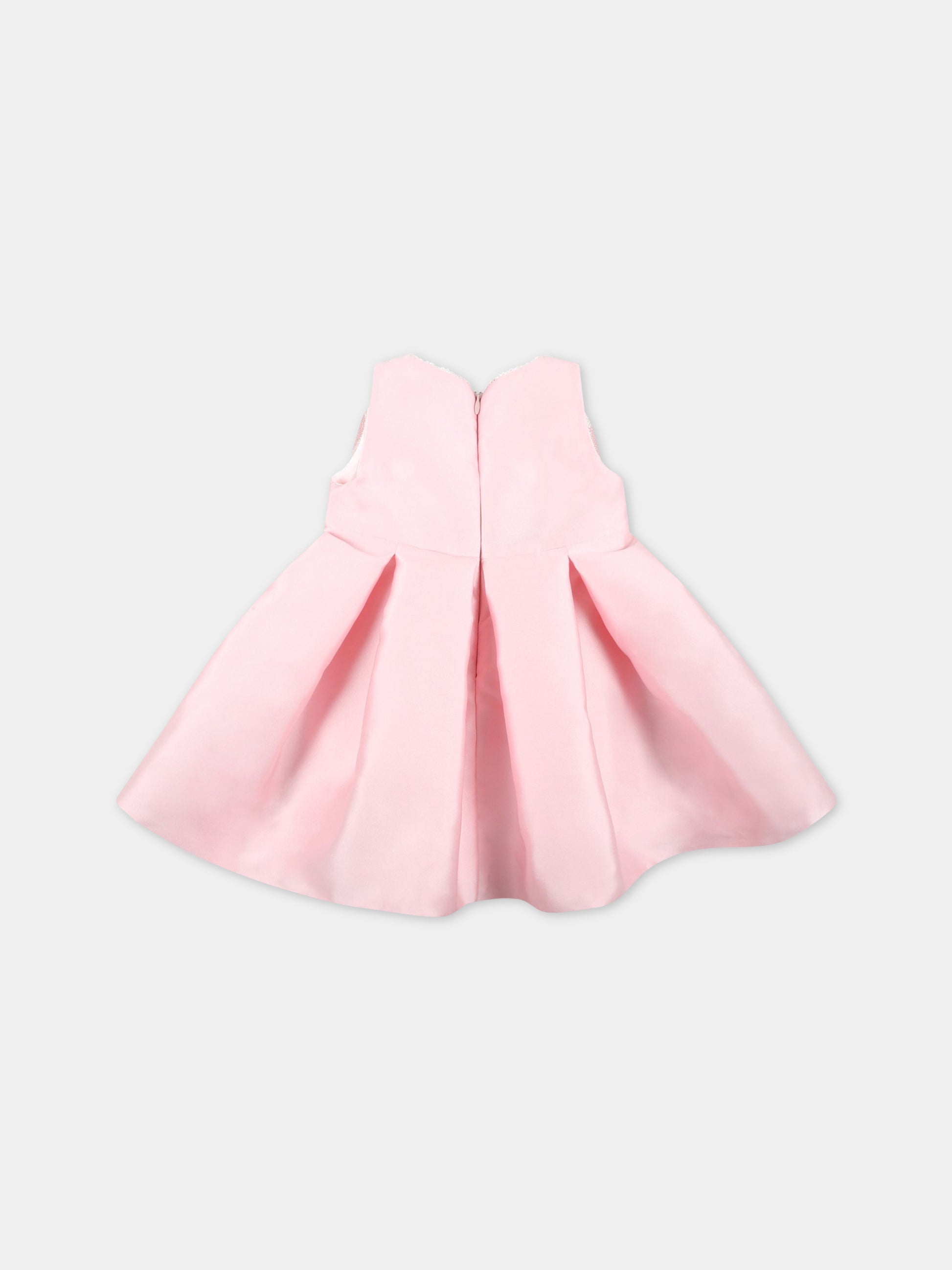 Vestito rosa per neonata con fiocco,La Stupenderia,CBAB62S03 Q65