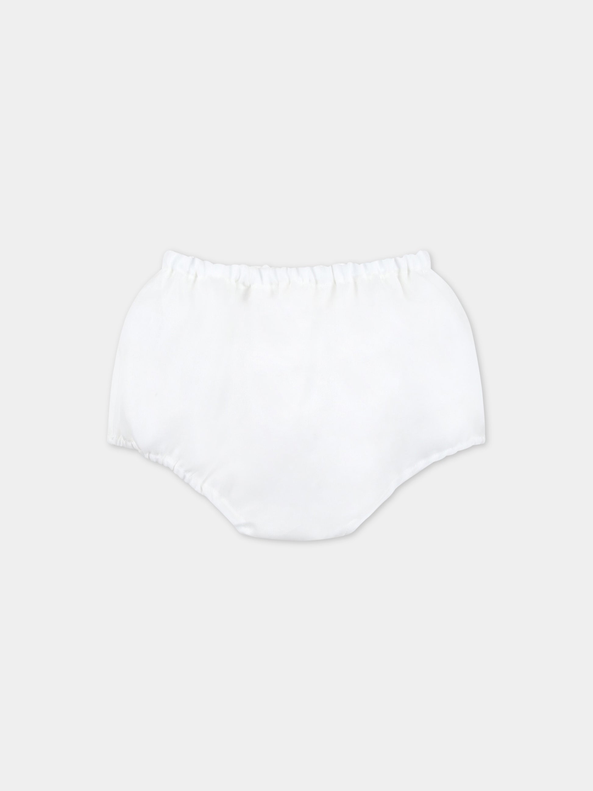 Vestito bianco per neonata con fiori applicati,La Stupenderia,CBAB56O06 U10