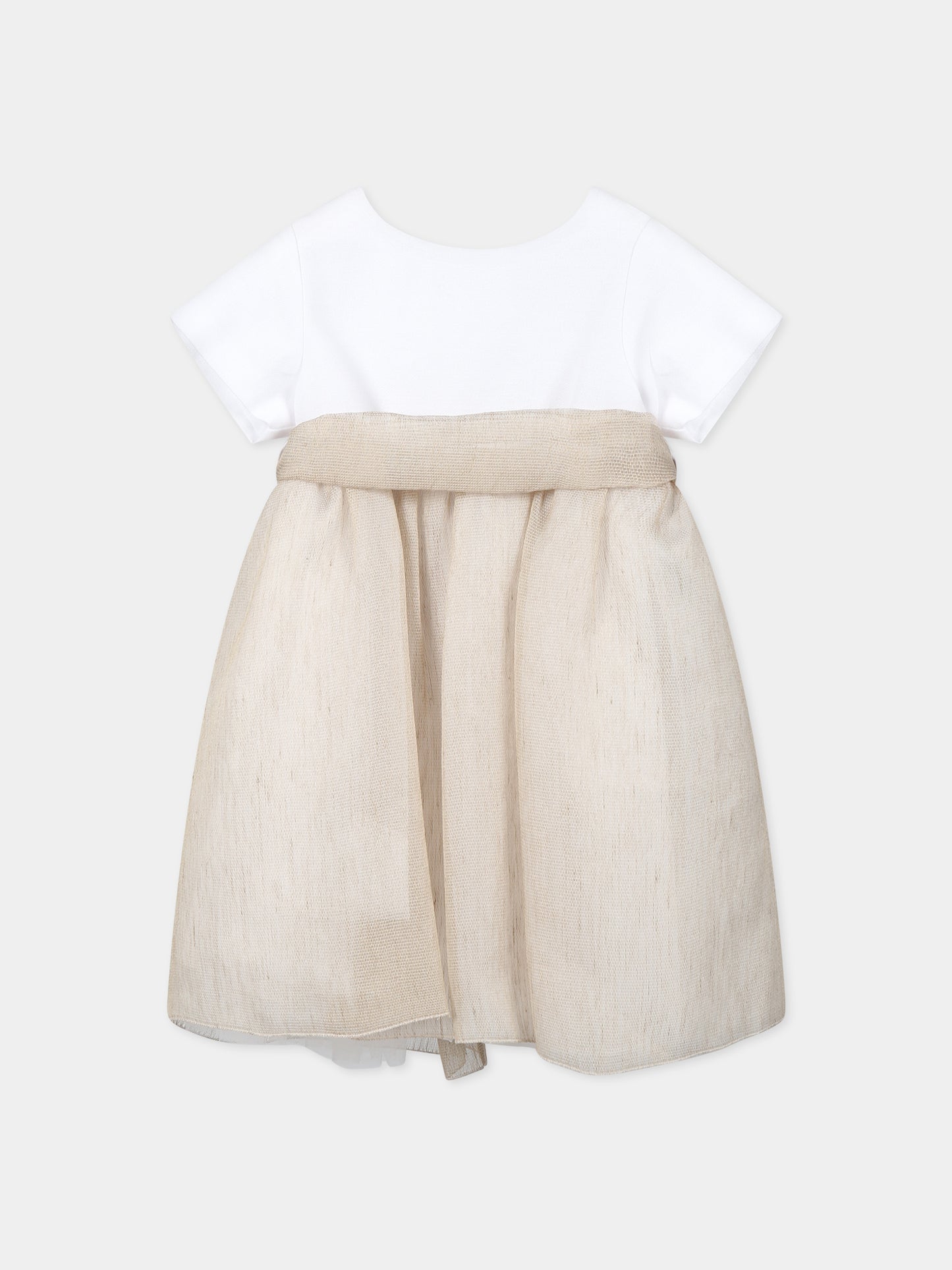 Vestito beige per neonata,Little Bear,6255 BIANCO/CORDA