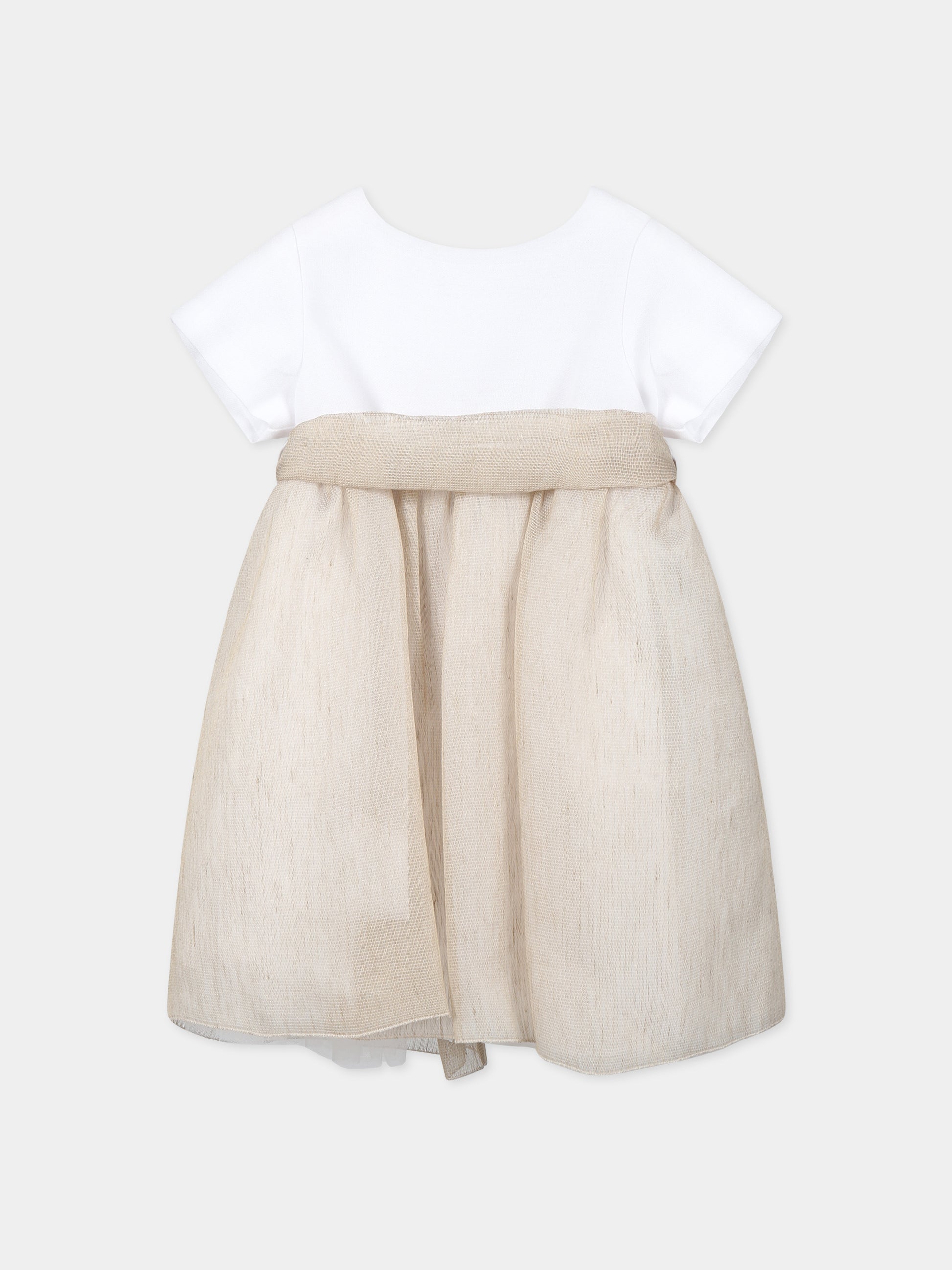 Vestito beige per neonata,Little Bear,6255 BIANCO/CORDA