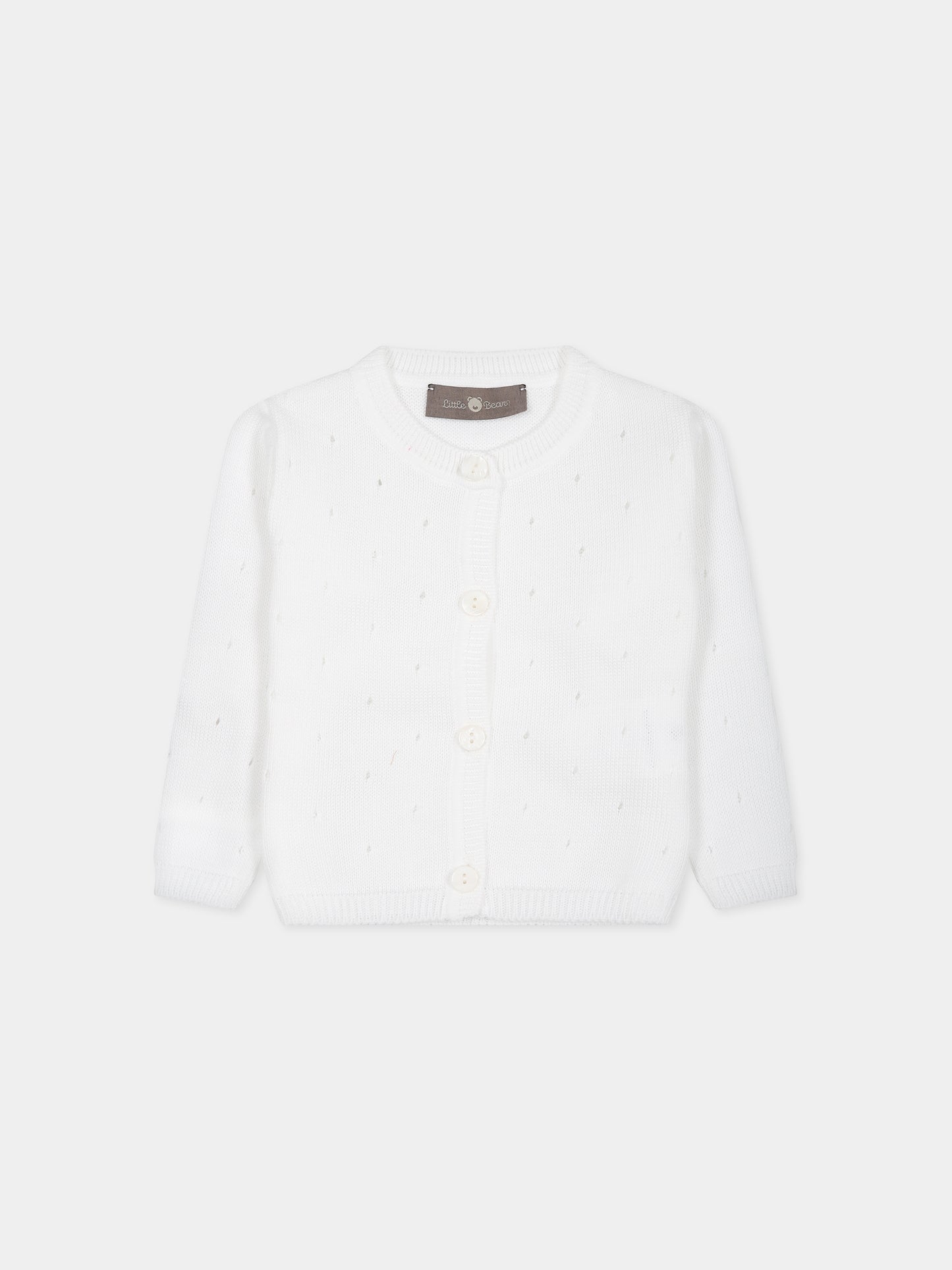 Cardigan bianco per neonata,Little Bear,6158 BIANCO