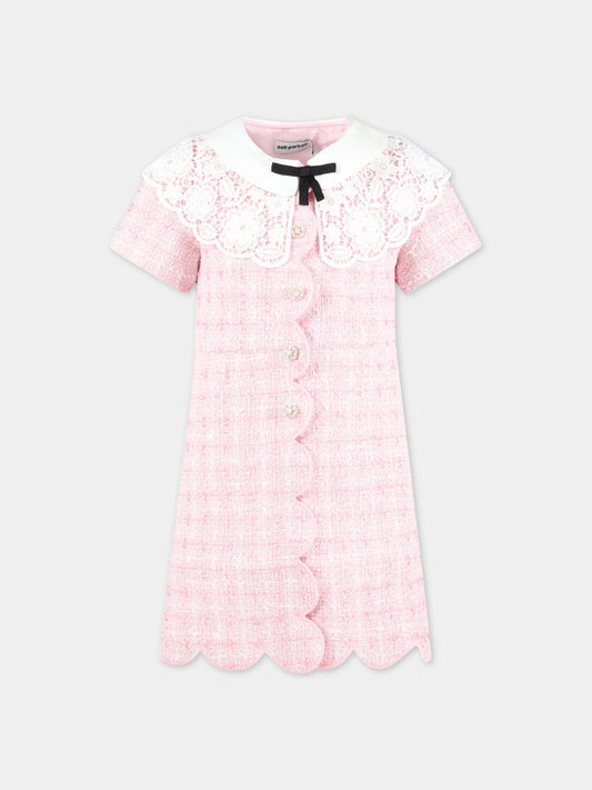 Vestito rosa per bambina con dettagli in pizzo,Self-portrait,RS23 714S P 22458527