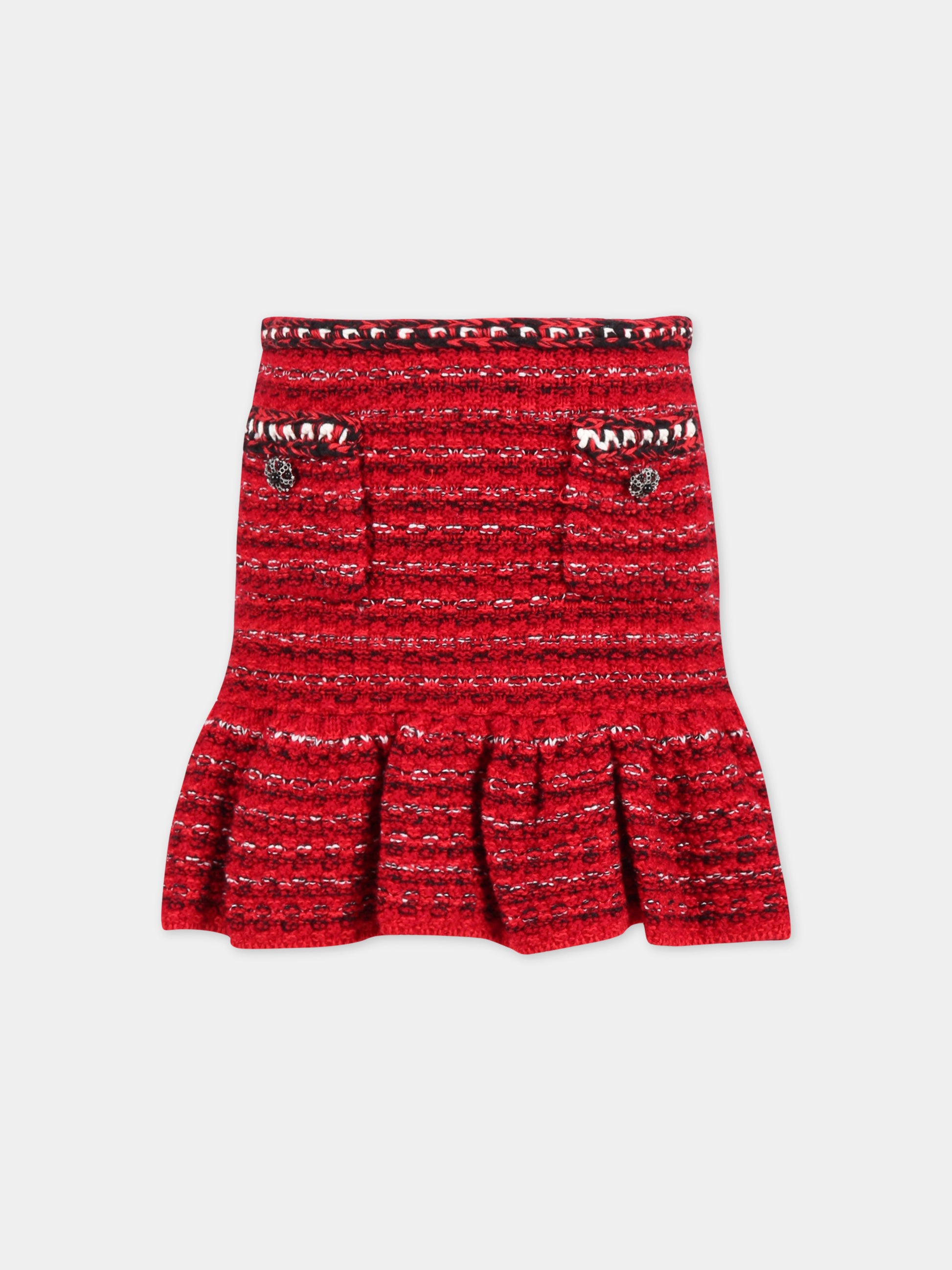 Gonna rossa per bambina con bottoni argentati,Self-portrait,RS23 709SK R 22458560