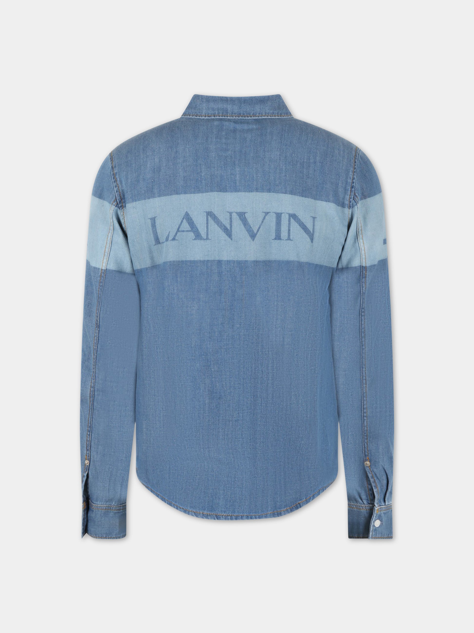 Camicia celeste per bambino con logo,Lanvin Petite,N25118 Z10