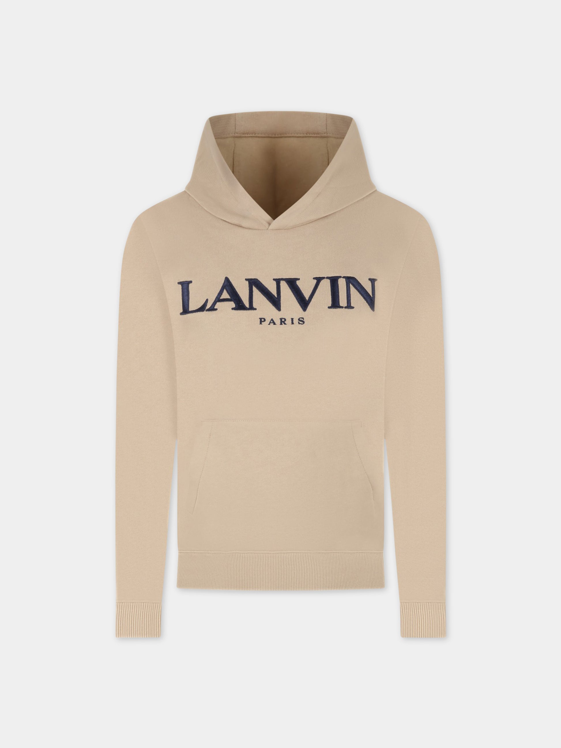 Felpa beige per bambino con logo blu,Lanvin Petite,N25112 23B