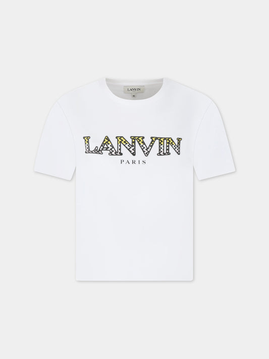 T-shirt bianca per bambina con logo multicolor,Lanvin Petite,N15083 10P