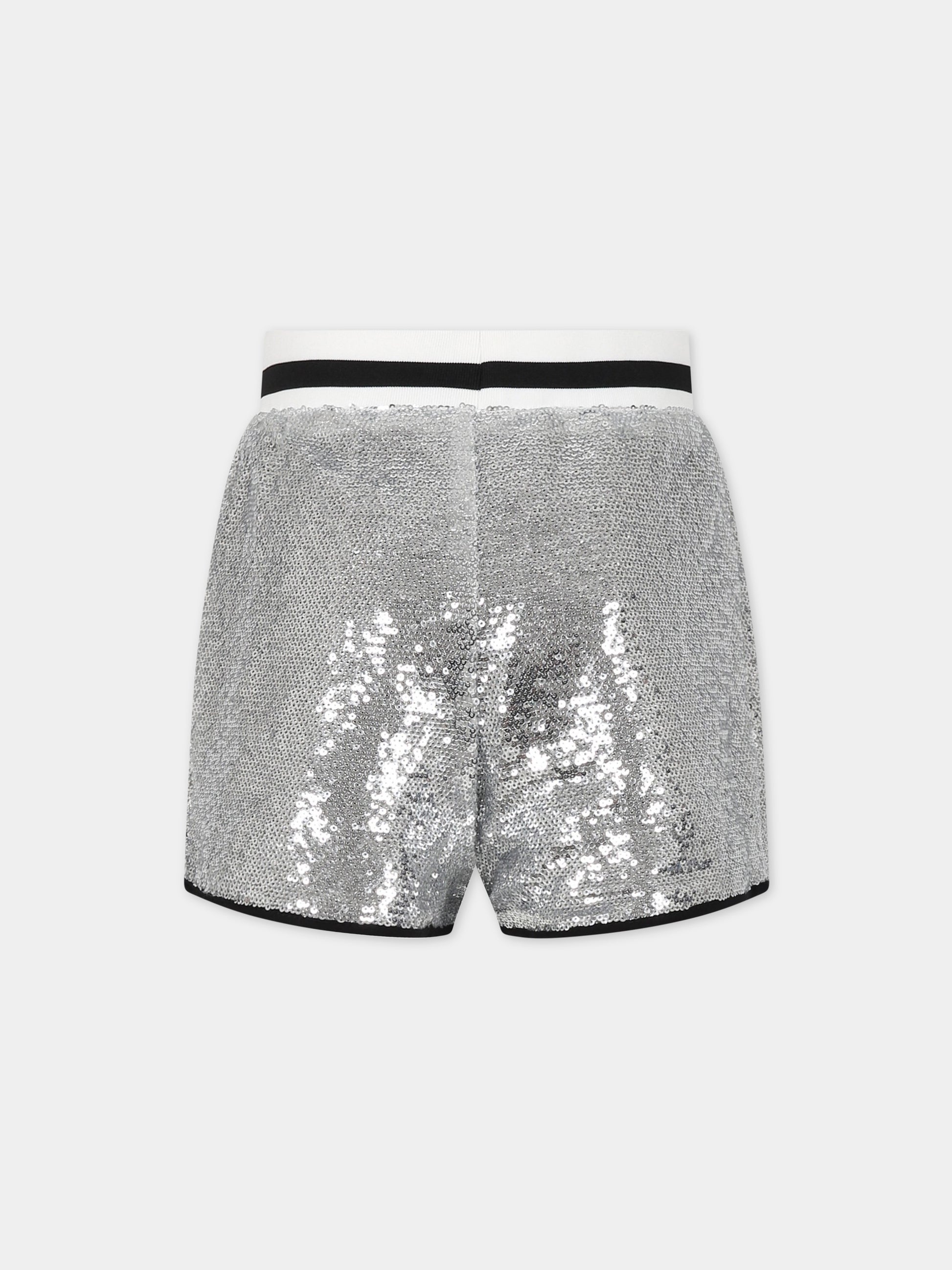 Short elegante argento con paillettes per bambina,Zadig & Voltaire Kids,X14165 016