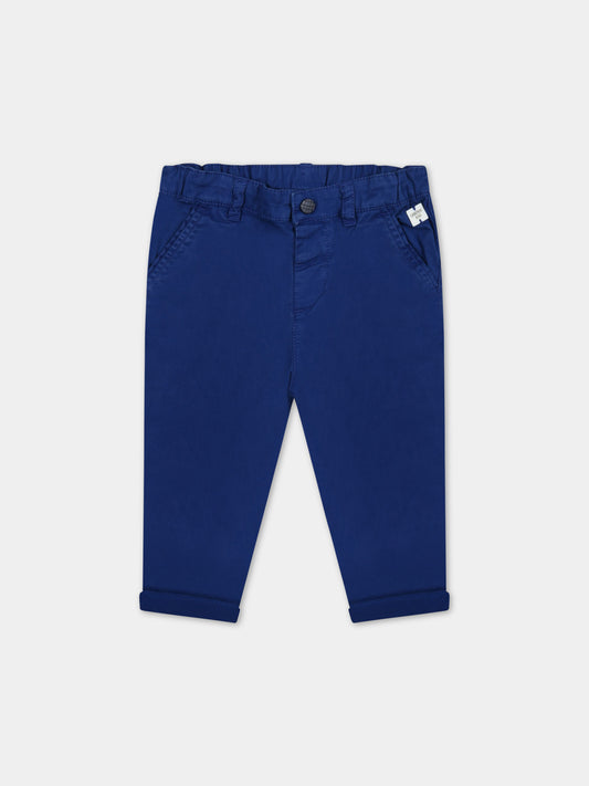Pantaloni blu per neonato con patch logato,Carrement Beau,Y04134 830