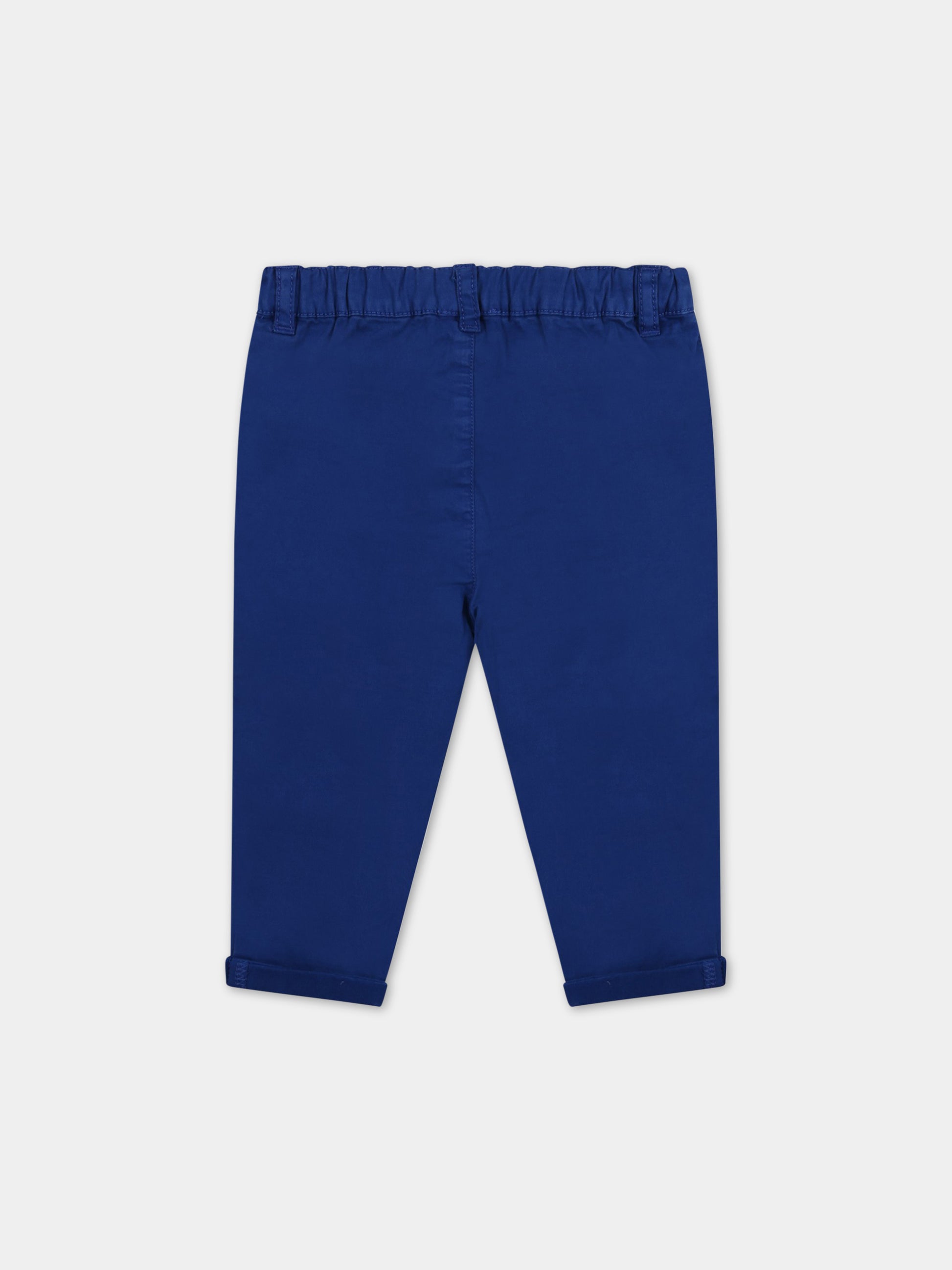 Pantaloni blu per neonato con patch logato,Carrement Beau,Y04134 830