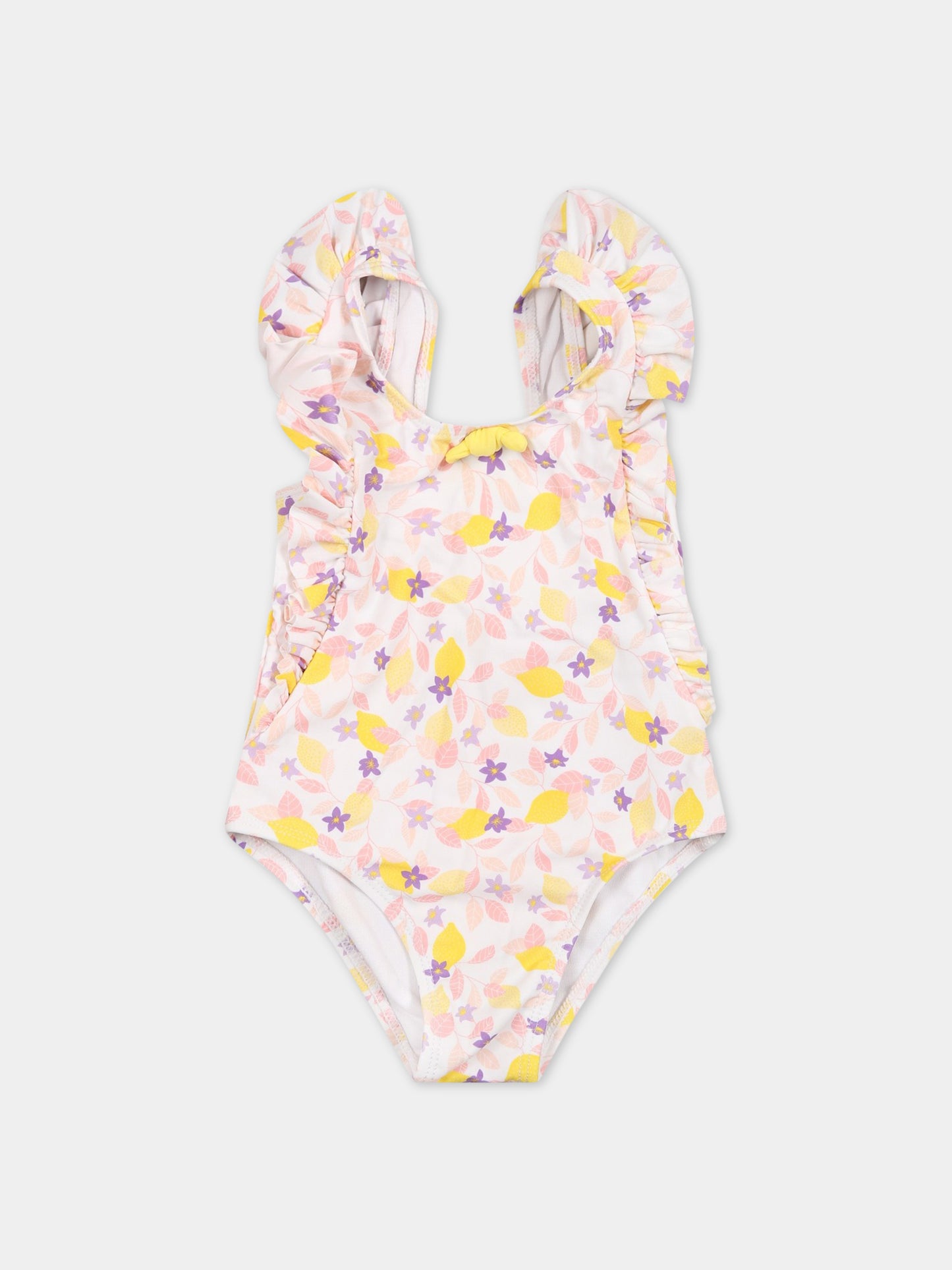 Costume multicolor intero per neonata con stampa fiori,Carrement Beau,Y00061 10P